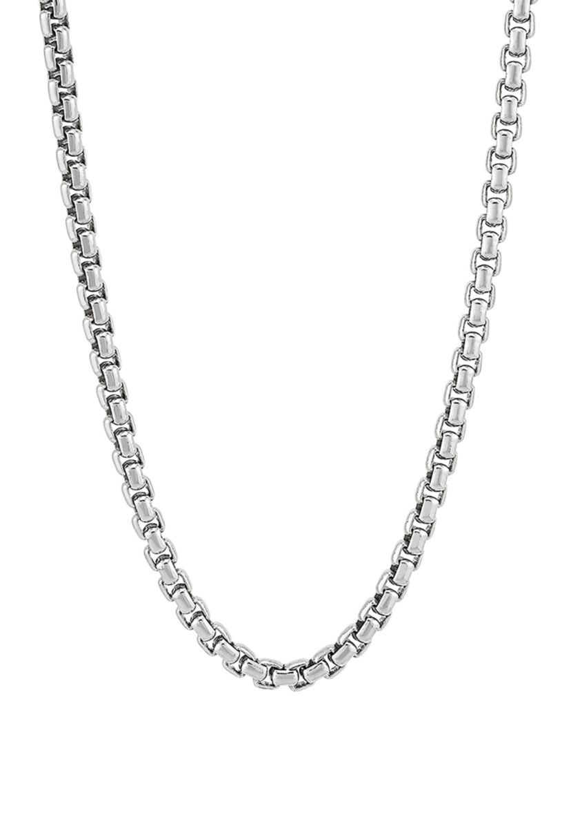 Sterling Silver Round Box Chain Necklace