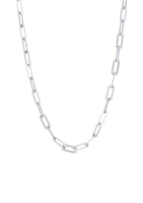 Belk & Co 3.9 Millimeter Solid Paperclip Chain Necklace in Sterling Silver