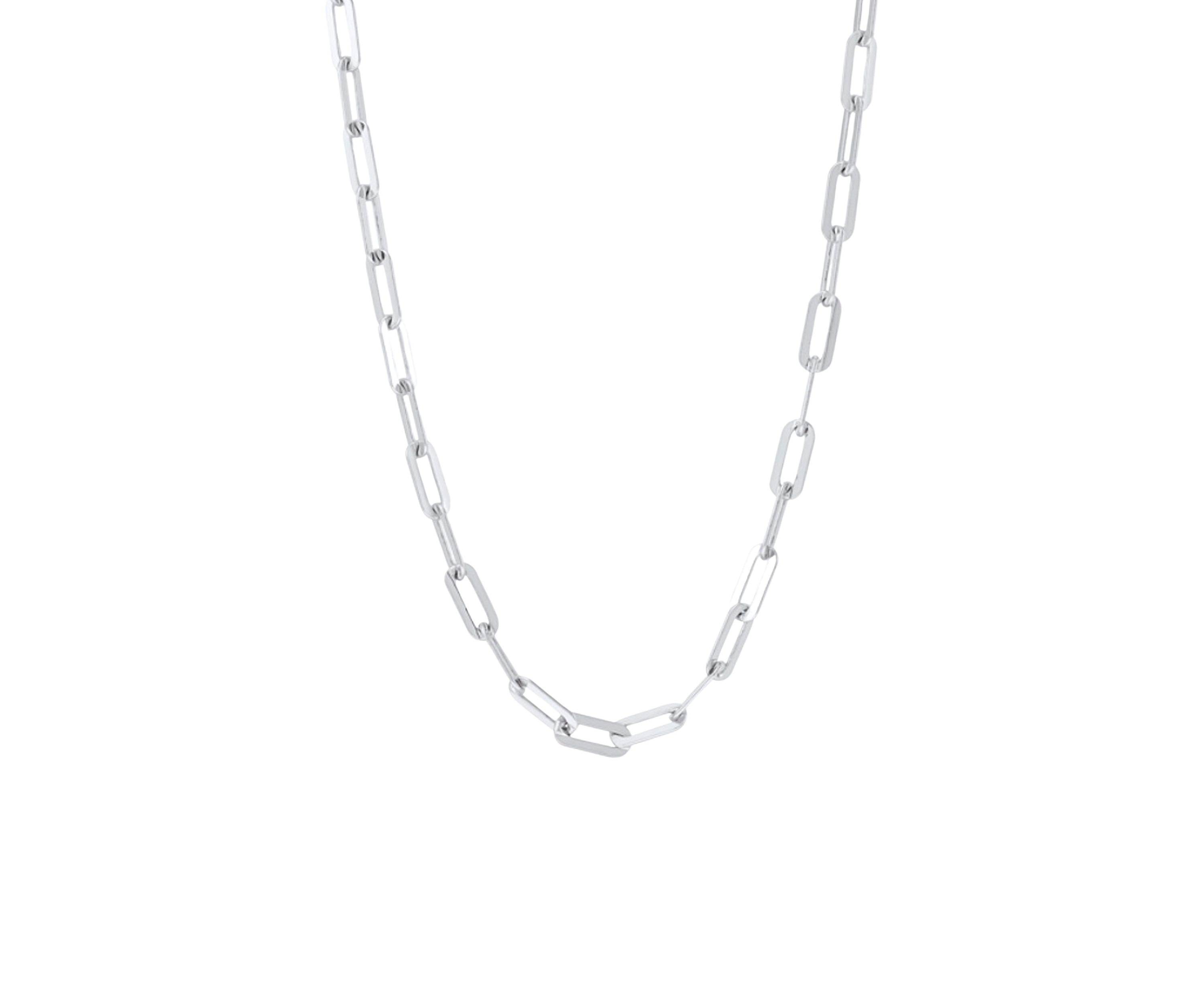 3.9 Millimeter Solid Paperclip Chain Necklace in Sterling Silver