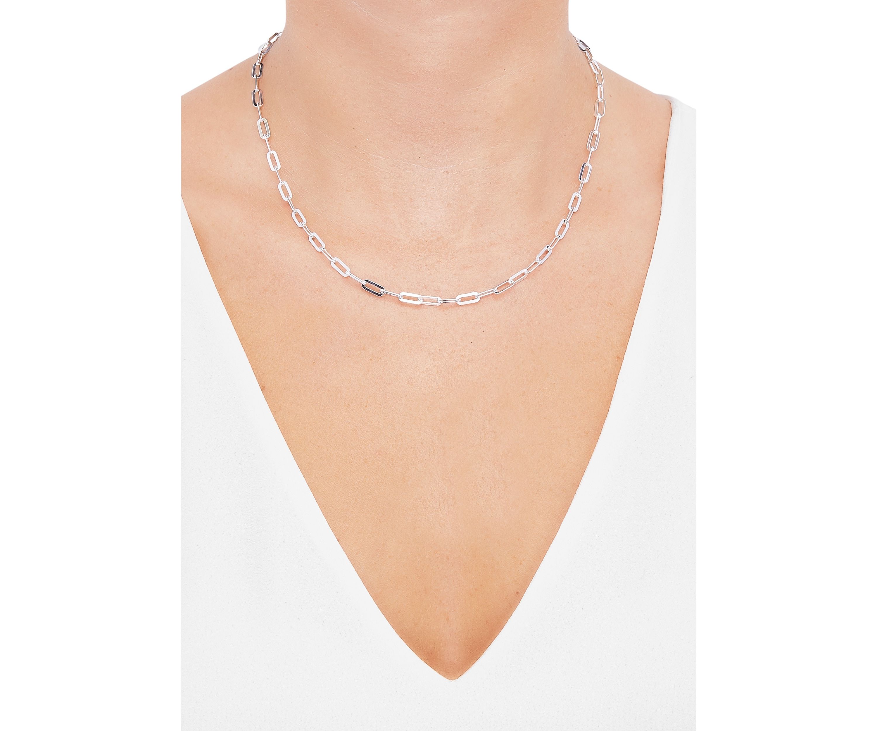 3.9 Millimeter Solid Paperclip Chain Necklace in Sterling Silver