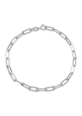 Belk & Co 3.9 Millimeter Solid Paperclip Chain Bracelet in Sterling Silver