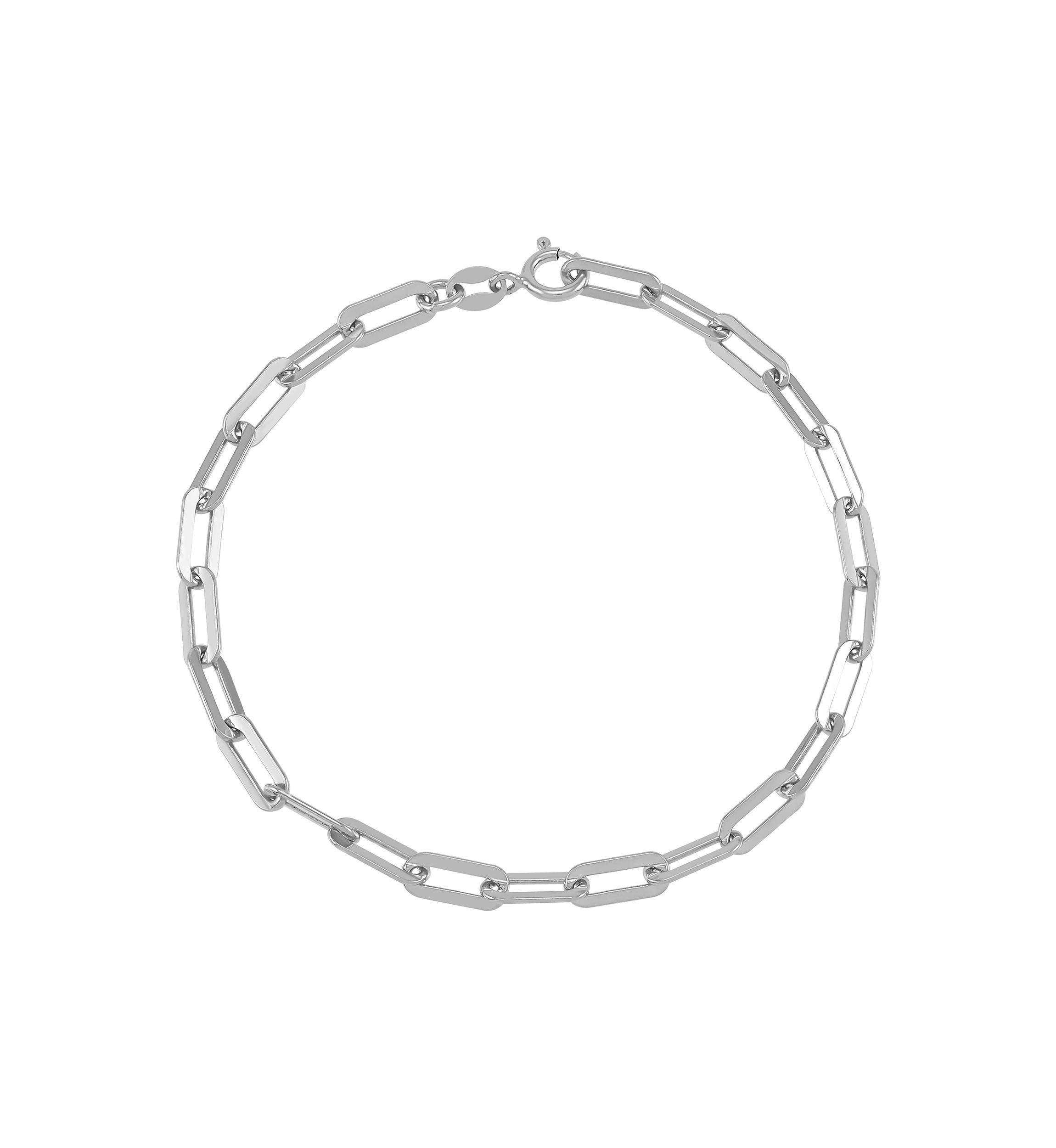 3.9 Millimeter Solid Paperclip Chain Bracelet in Sterling Silver