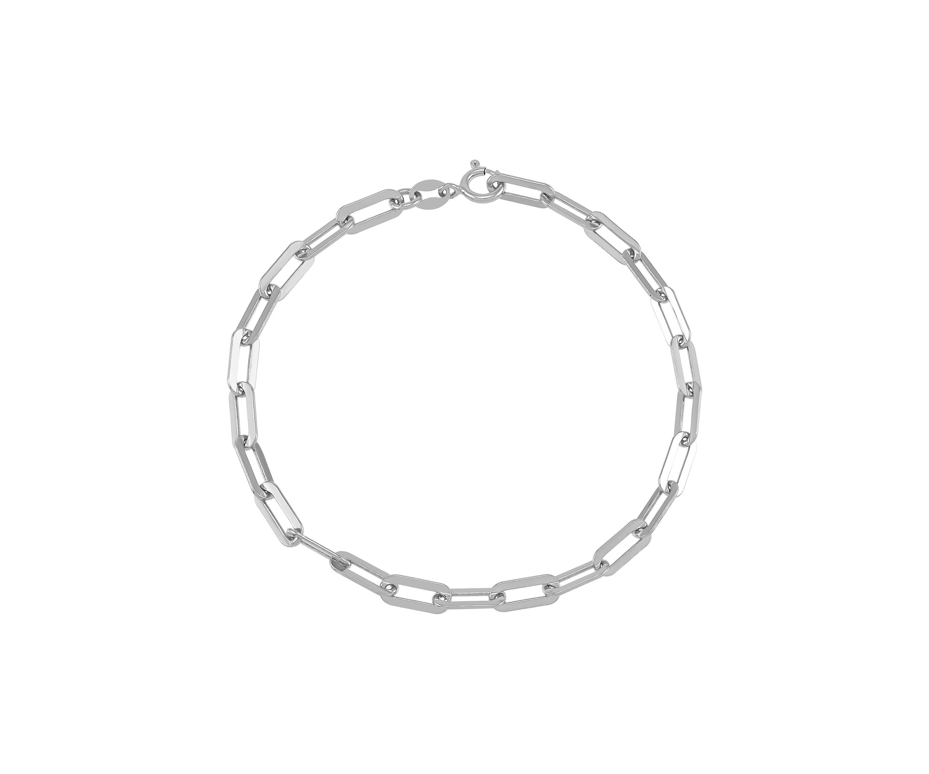 3.9 Millimeter Solid Paperclip Chain Bracelet in Sterling Silver