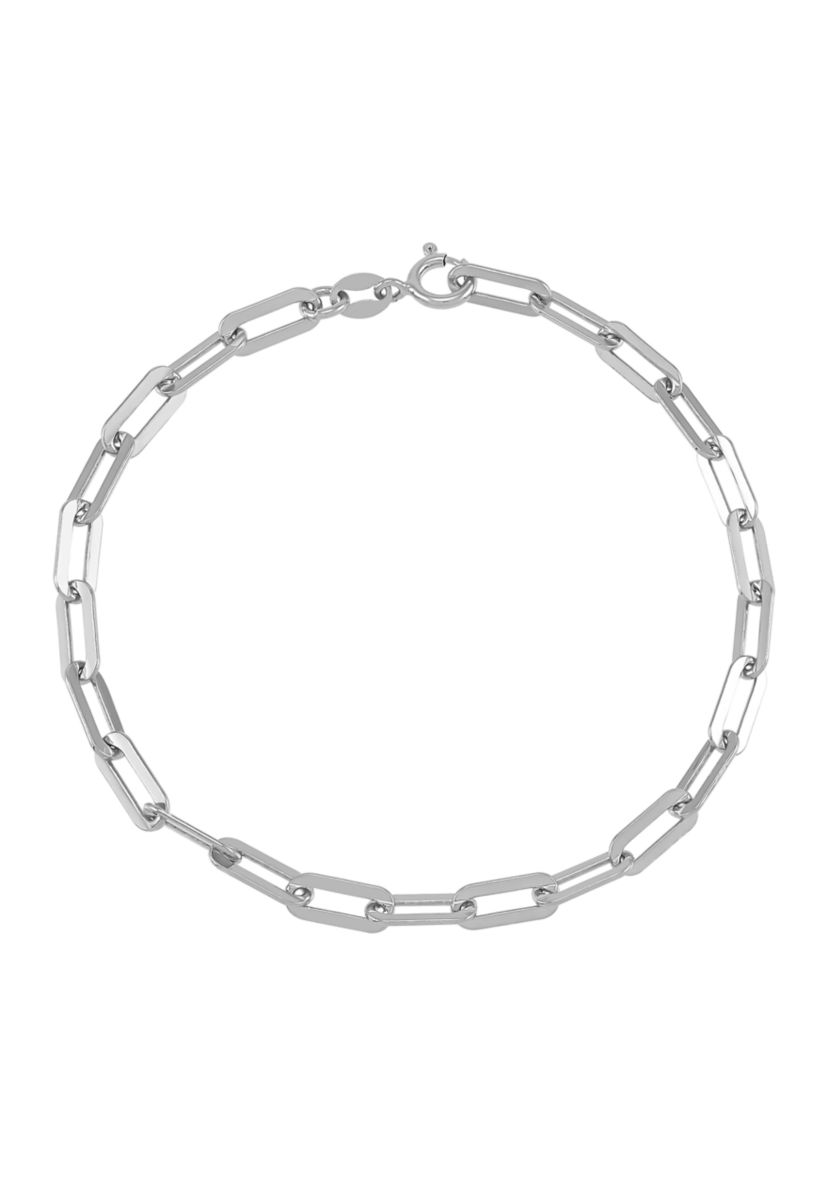 3.9 Millimeter Solid Paperclip Chain Bracelet in Sterling Silver