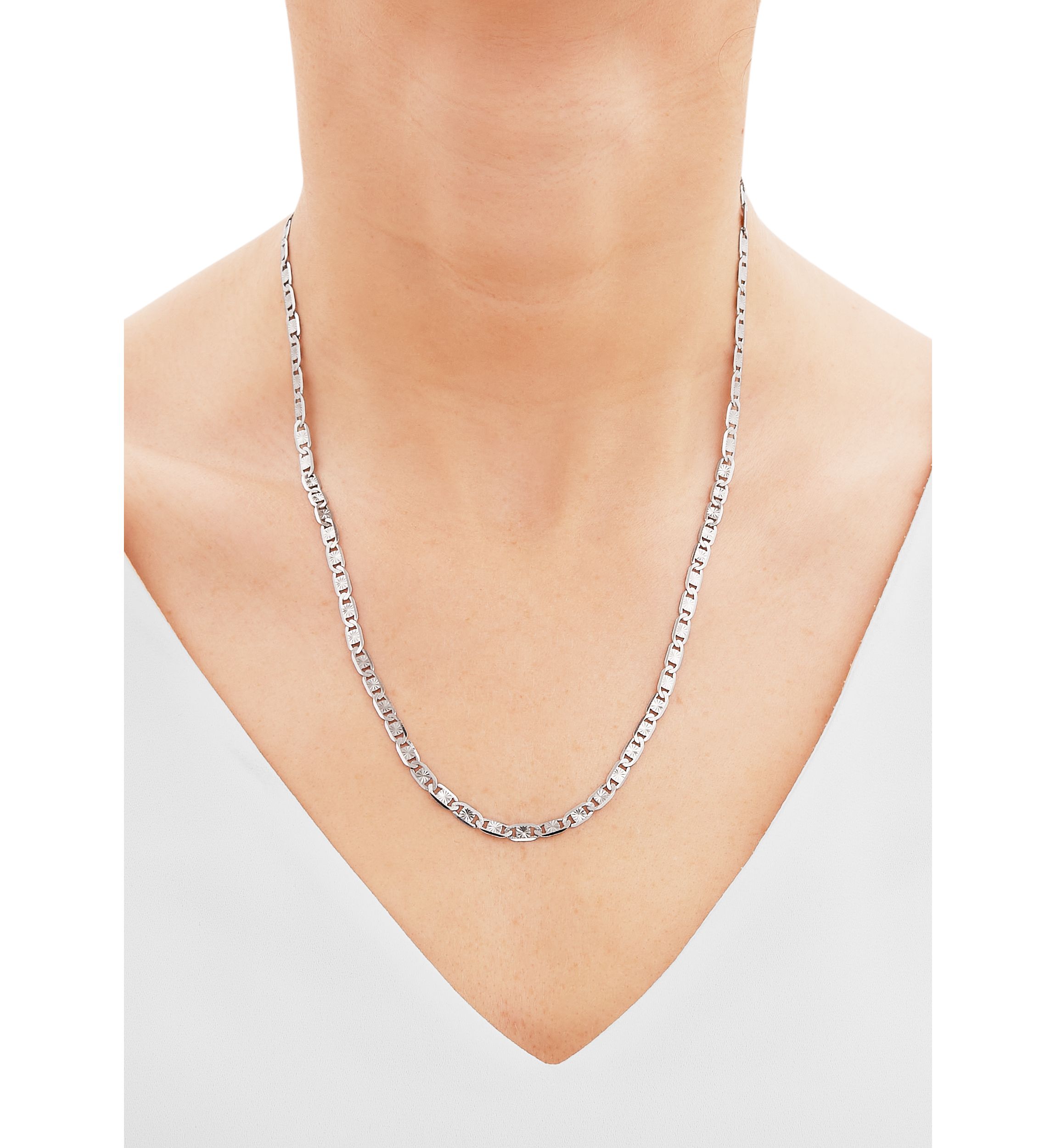 3.85 Millimeter Valentino Star Cut Chain Necklace in Sterling Silver