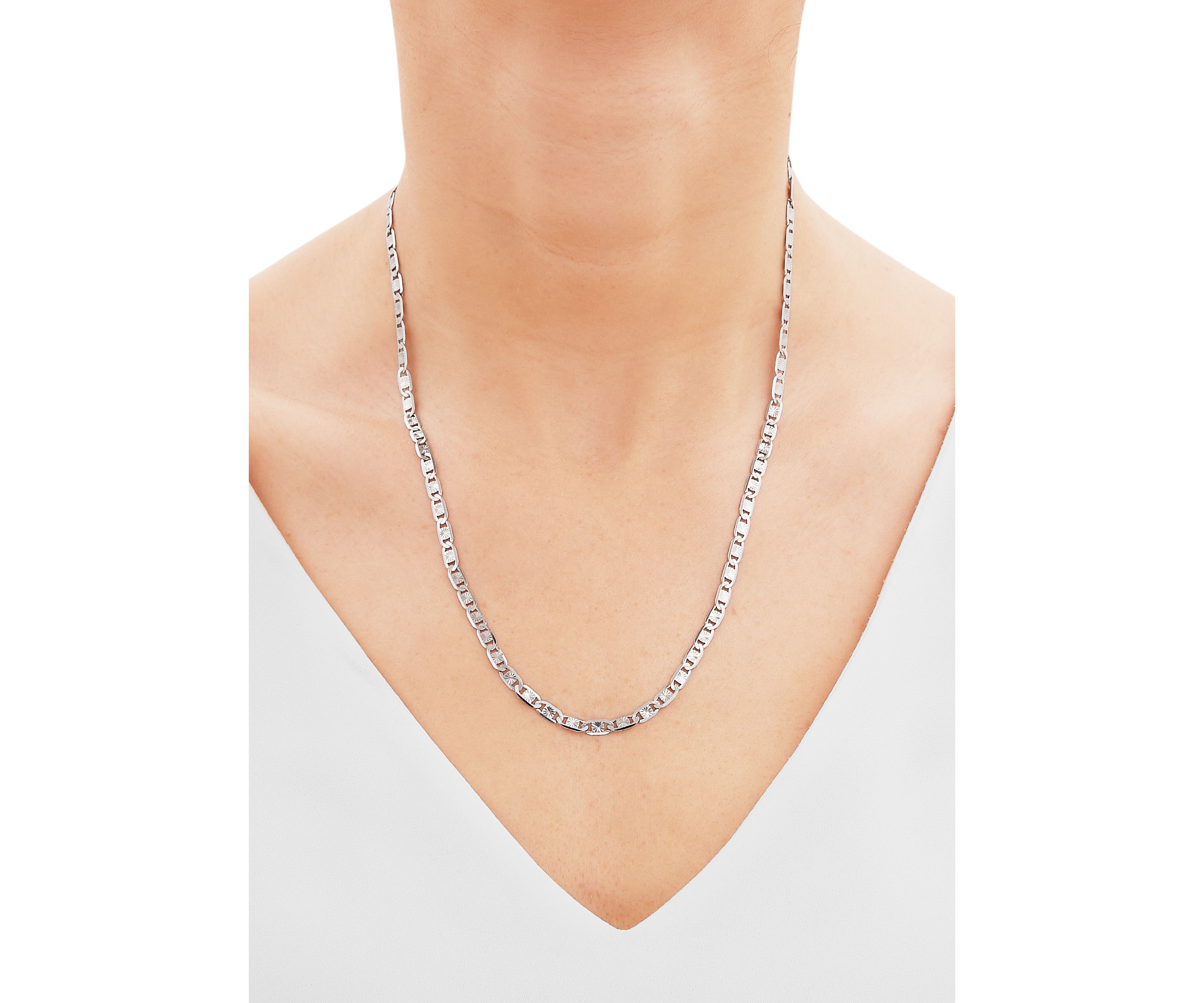 3.85 Millimeter Valentino Star Cut Chain Necklace in Sterling Silver