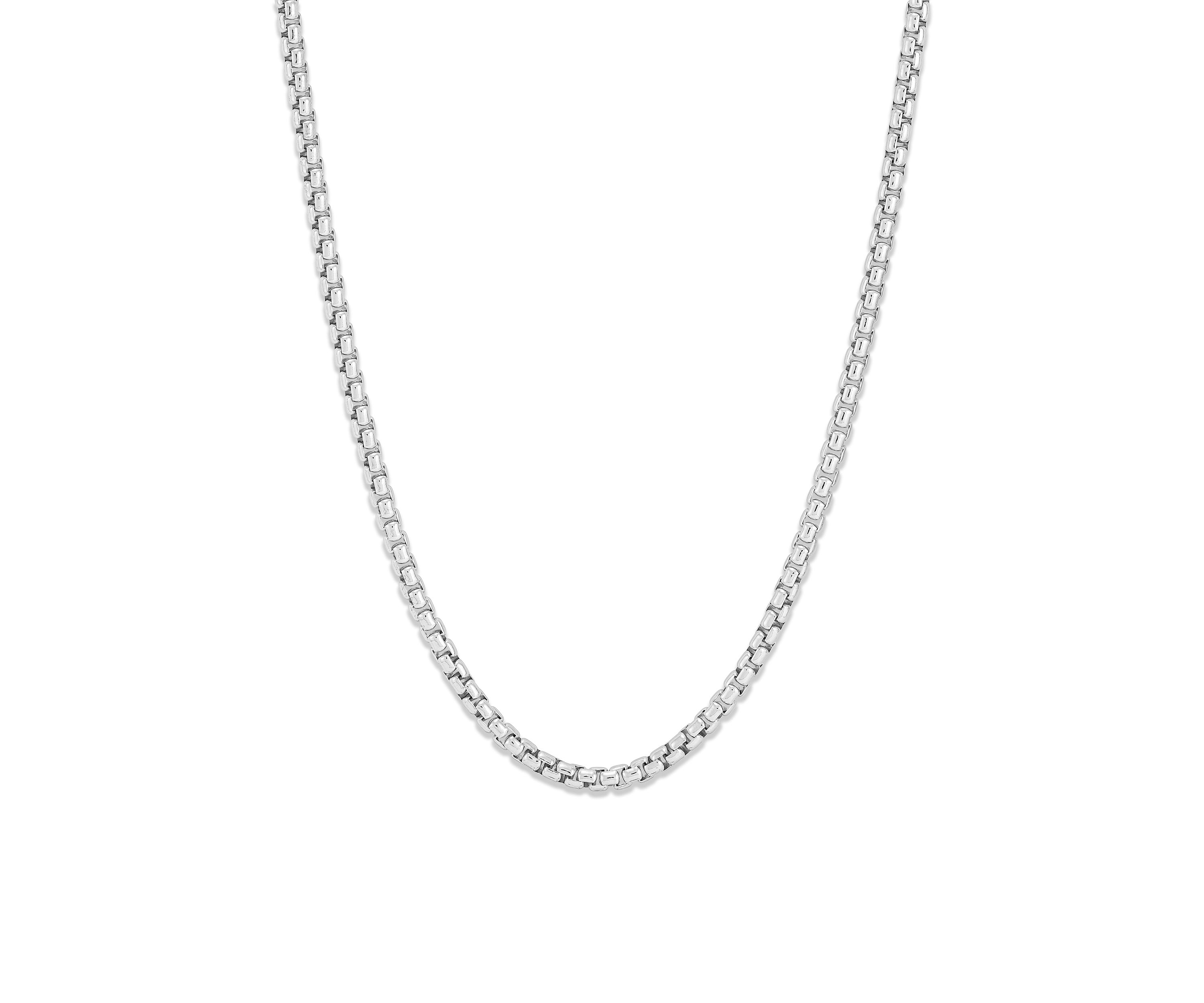 2.6 Millimeter Solid Oval Box Chain in Sterling Silver