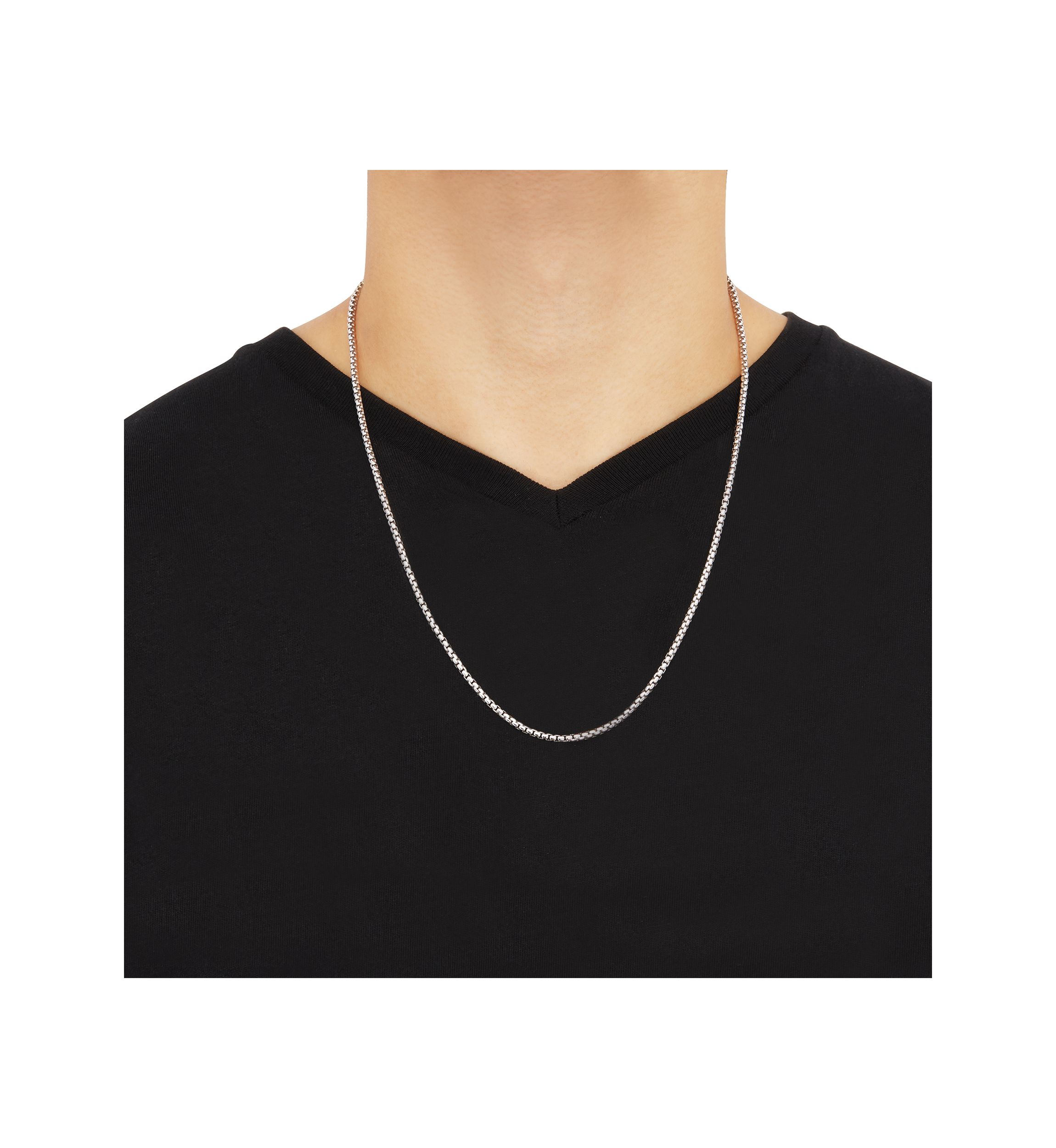2.6 Millimeter Solid Oval Box Chain in Sterling Silver