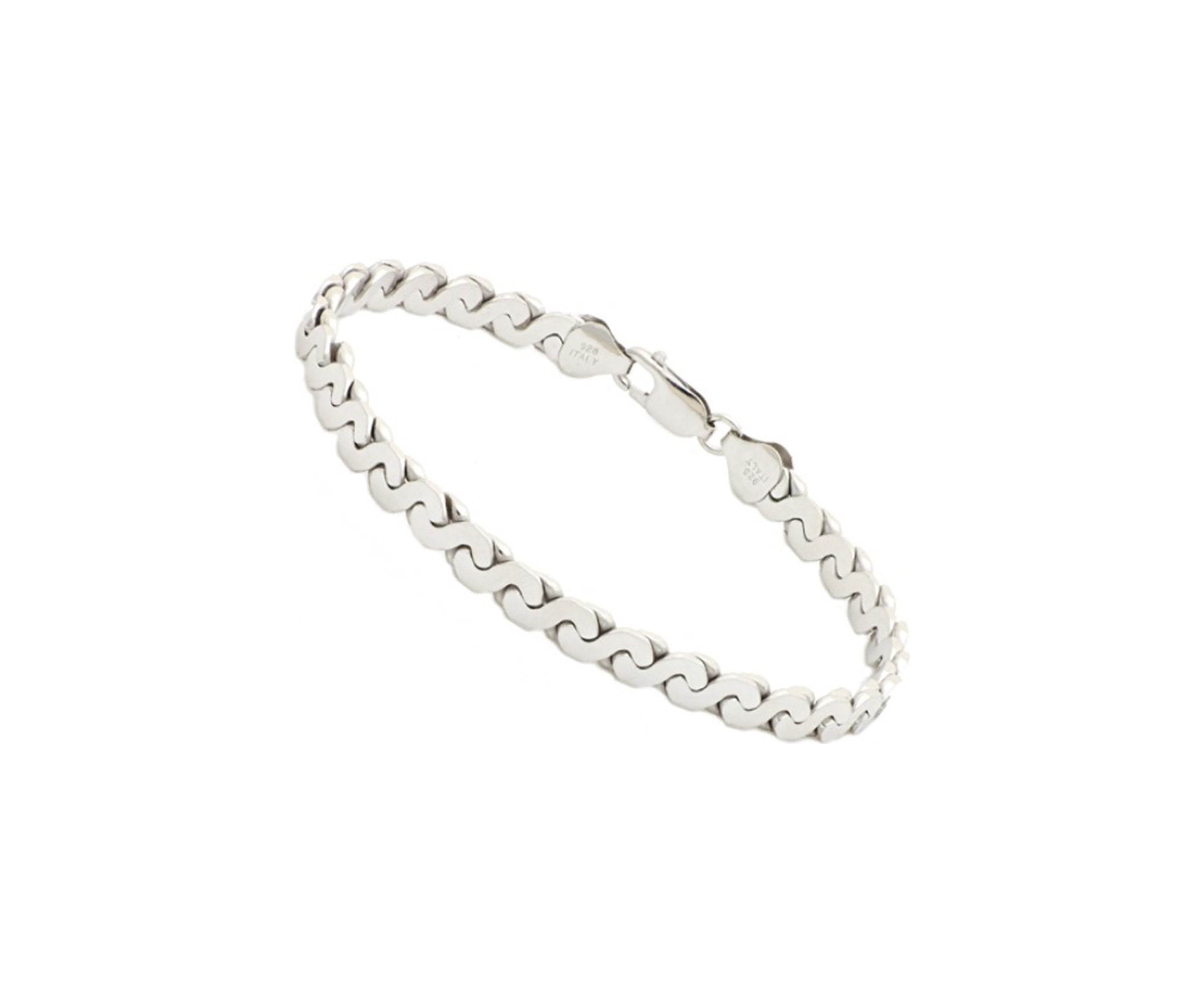 5.45 Millimeter Solid Flat Serpentine Bracelet in Sterling Silver