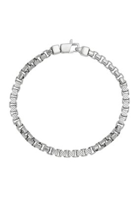 Belk & Co Men's Greek Texture Round Box Chain Bracelet in Sterling Silver, 8.5 in