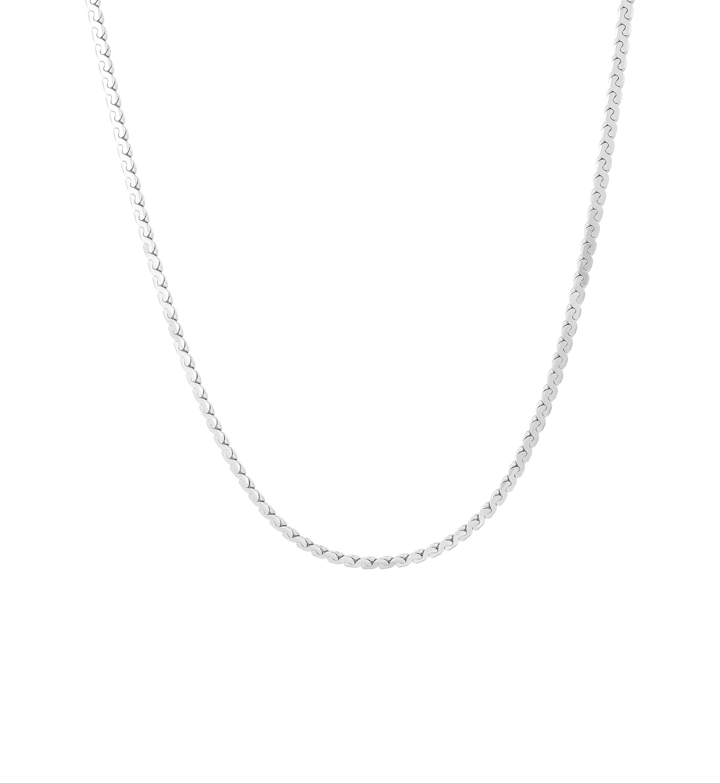 Solid Flat Serpentine Chain Necklace in Sterling Silver