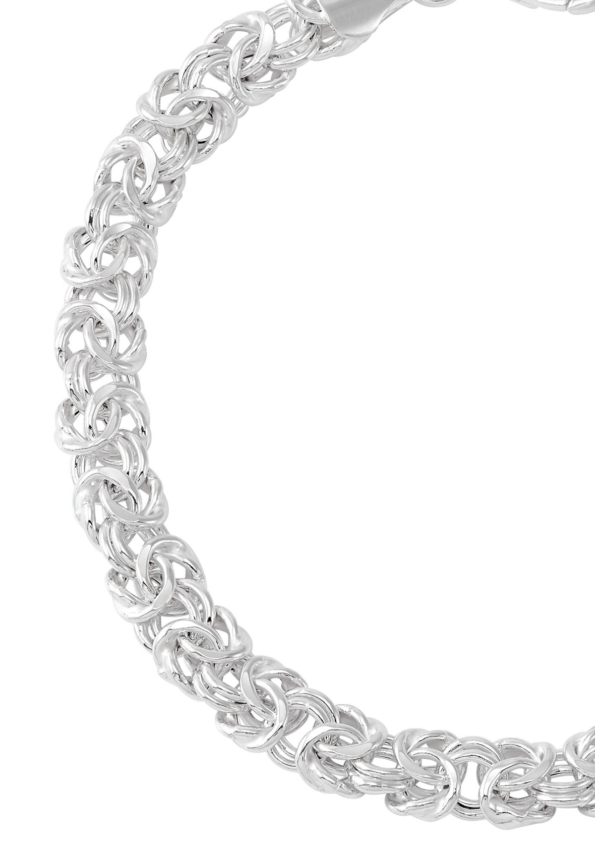 Heavy Hollow Byzantina Chain Bracelet in Sterling Silver