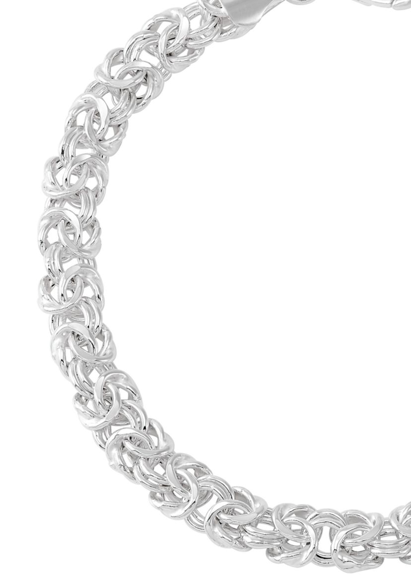Heavy Hollow Byzantina Chain Bracelet in Sterling Silver