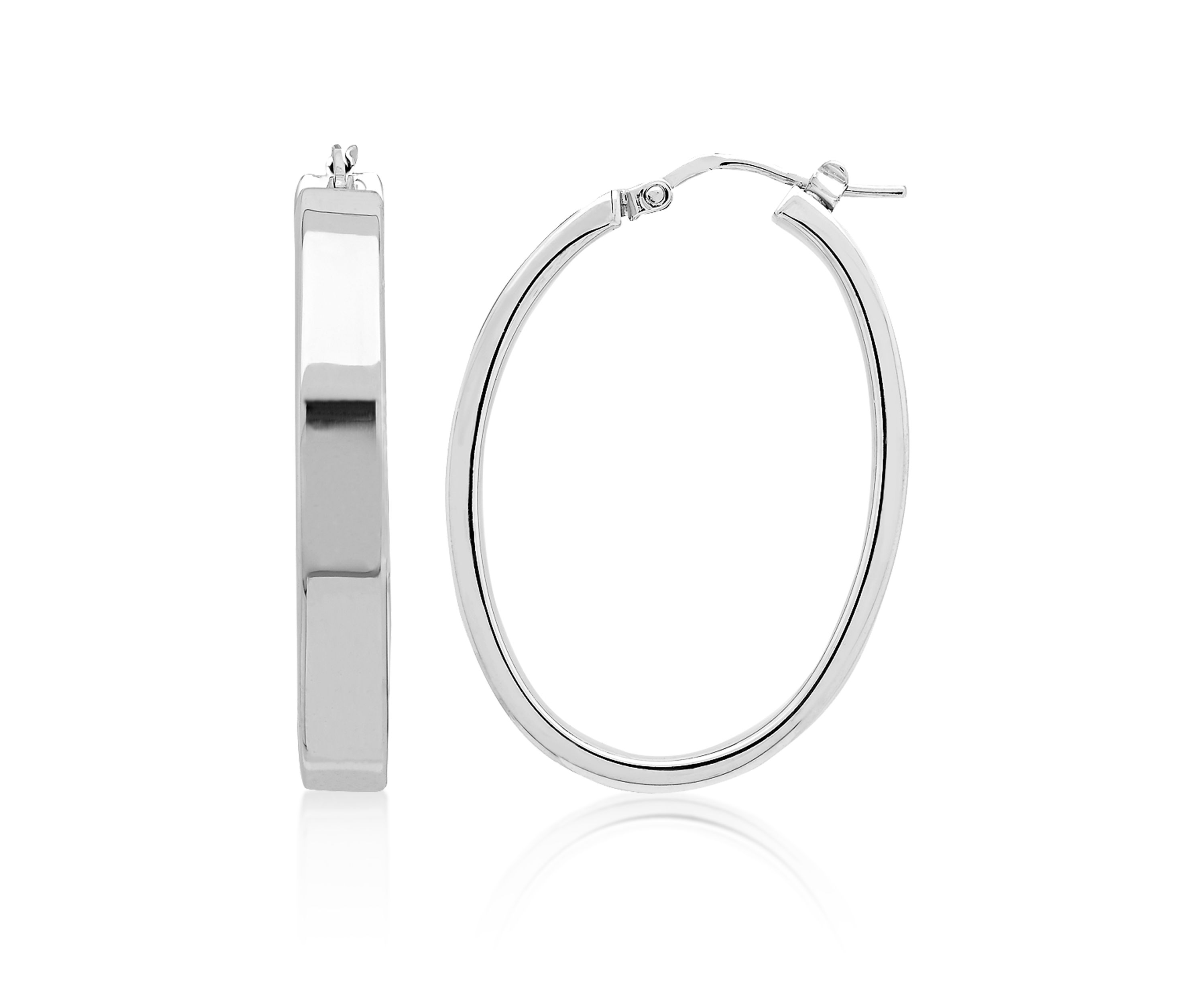 Sterling Silver Oval Hoop Earrings