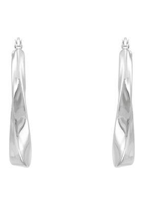 Belk & Co Electroform Twist Oval Large Hoop Earrings in Sterling Silver