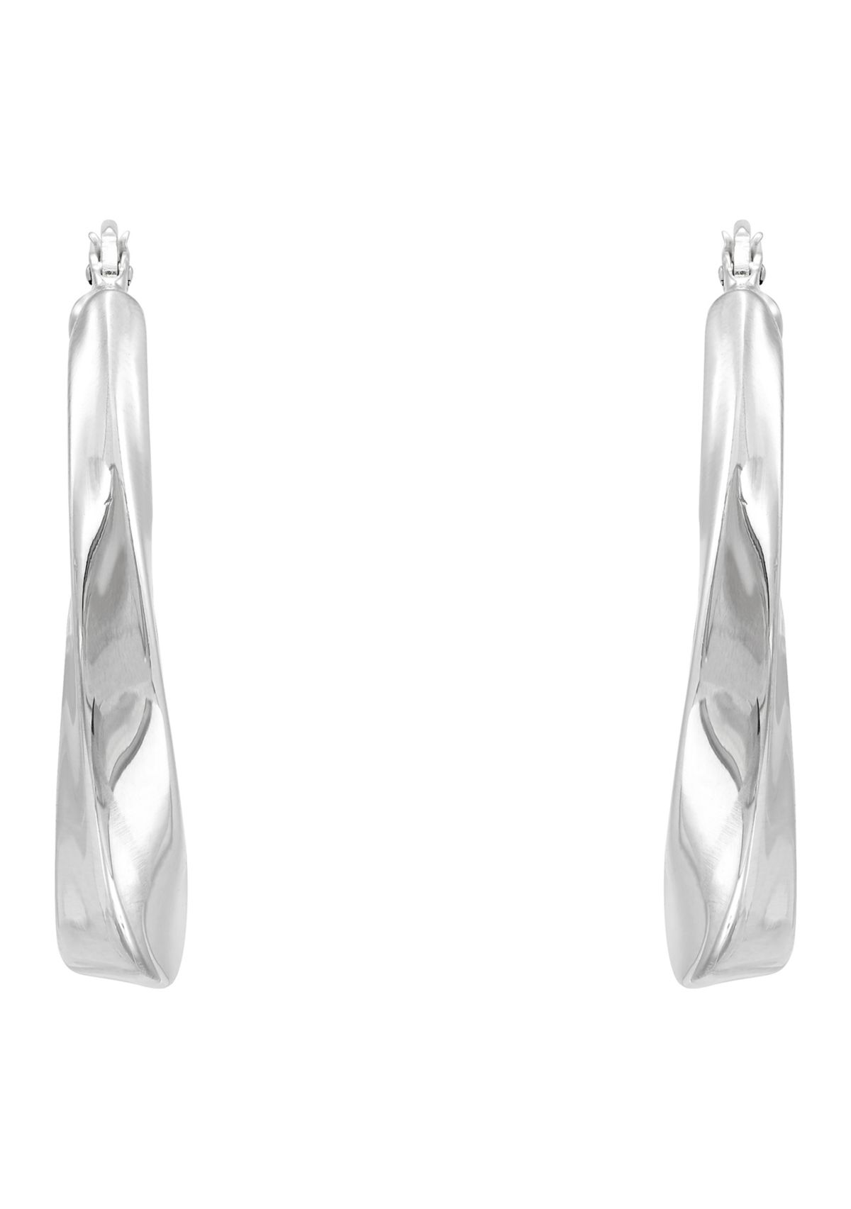 Electroform Twist Oval Large Hoop Earrings in Sterling Silver