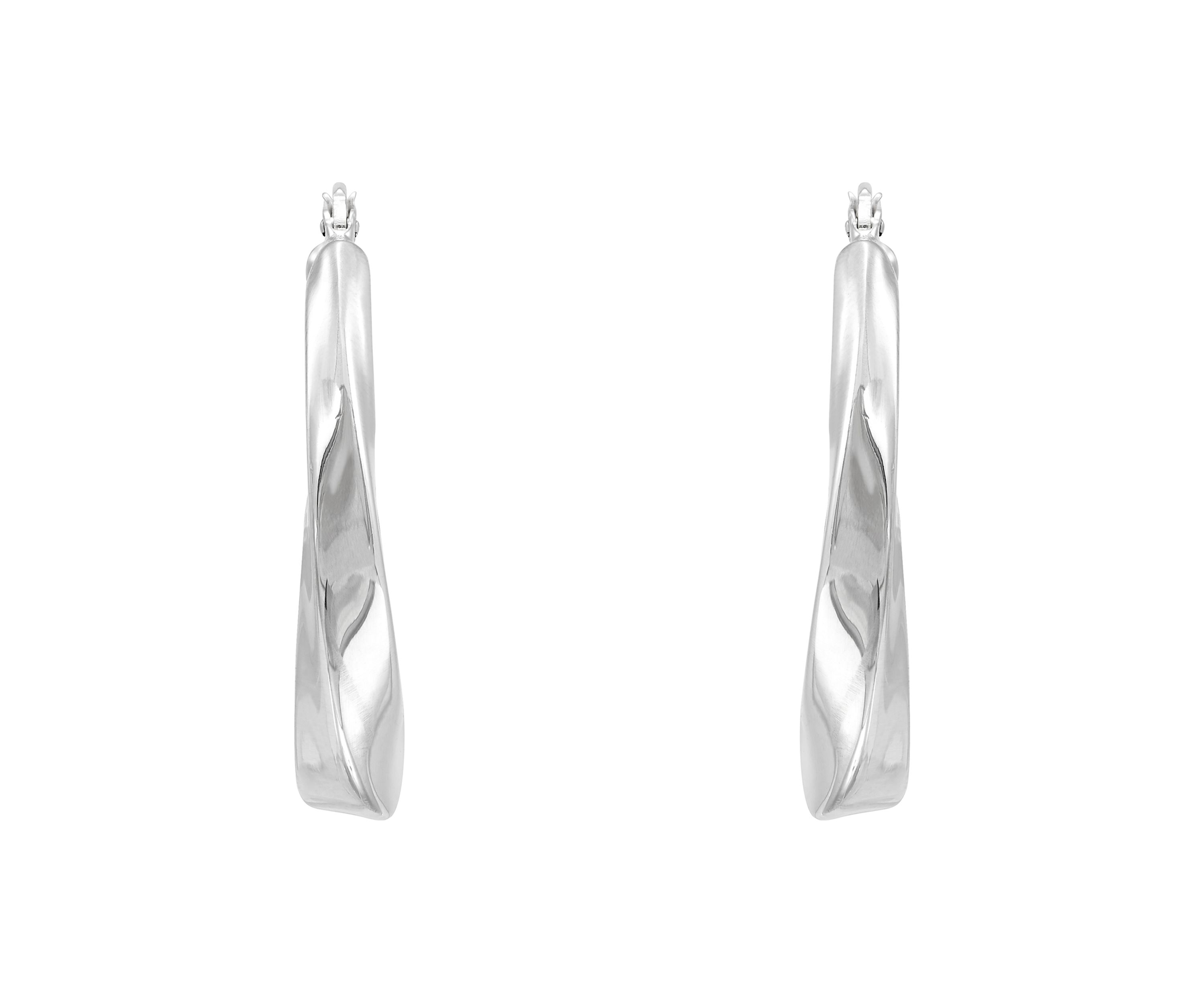 Electroform Twist Oval Large Hoop Earrings in Sterling Silver