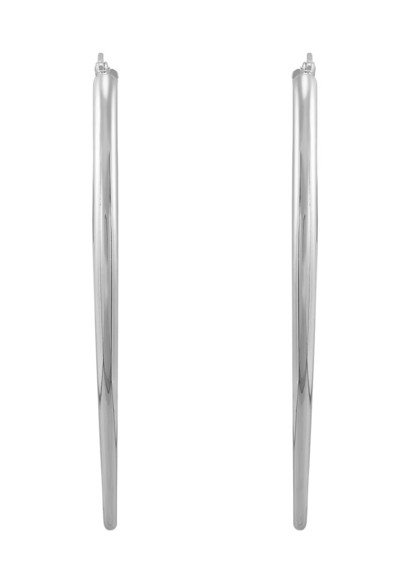 Graduated Oval Hoop Earrings in Sterling Silver