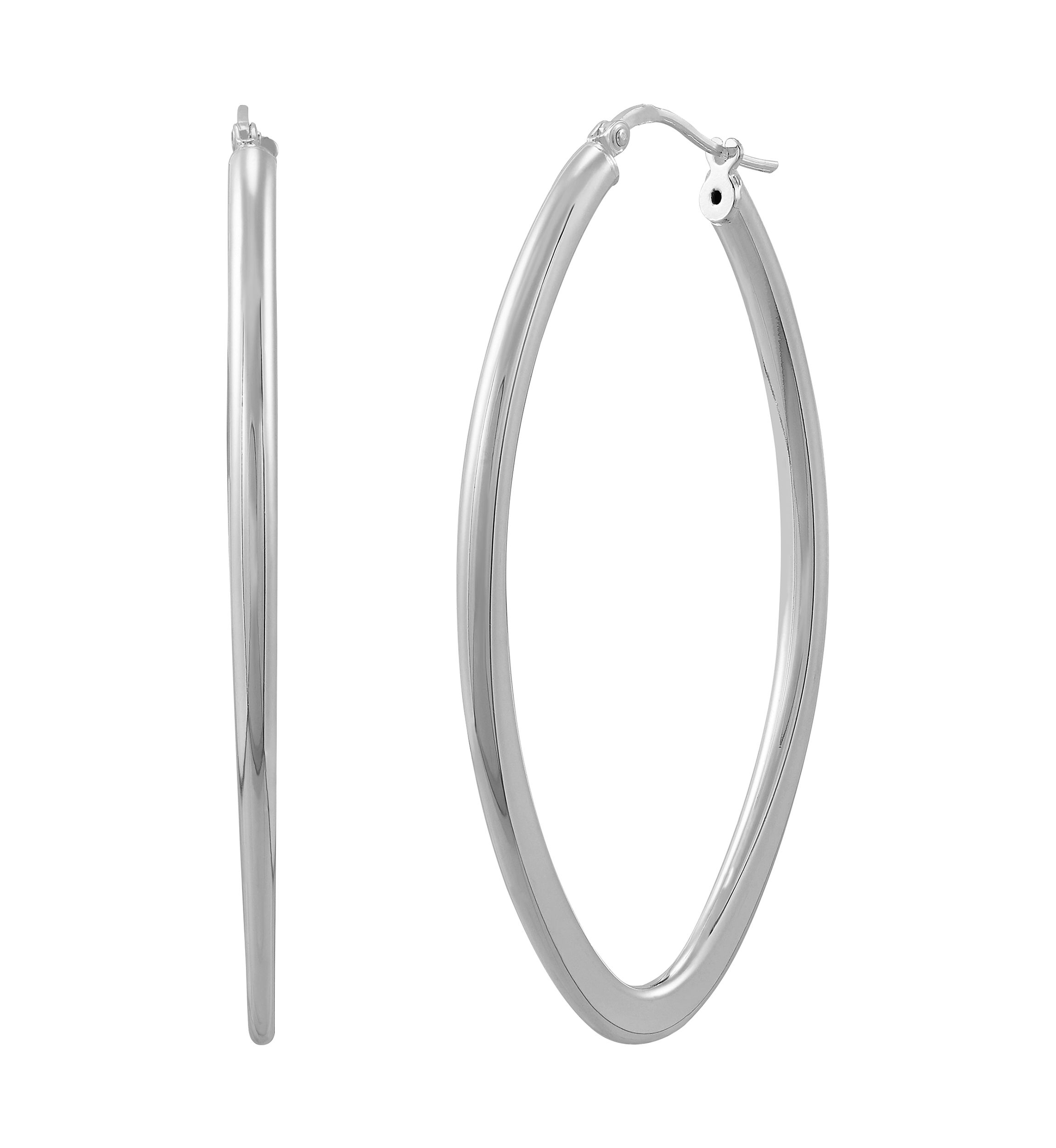 Graduated Oval Hoop Earrings in Sterling Silver