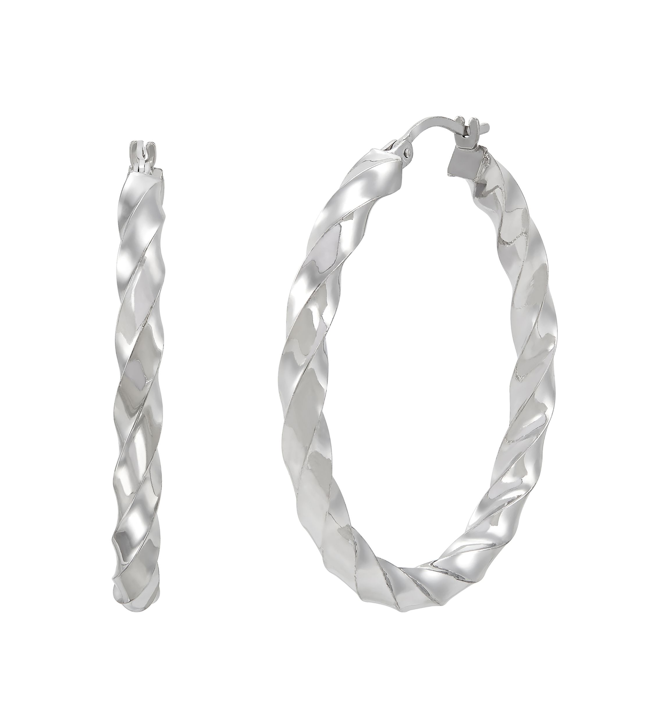 Twist Tube Hoop Earrings in Sterling Silver