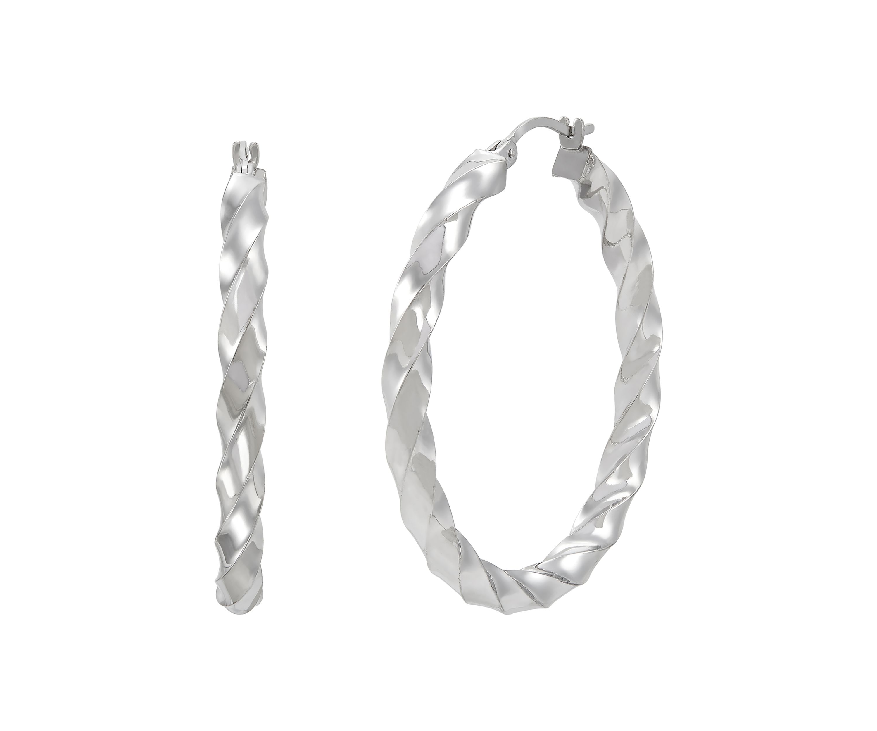 Twist Tube Hoop Earrings in Sterling Silver