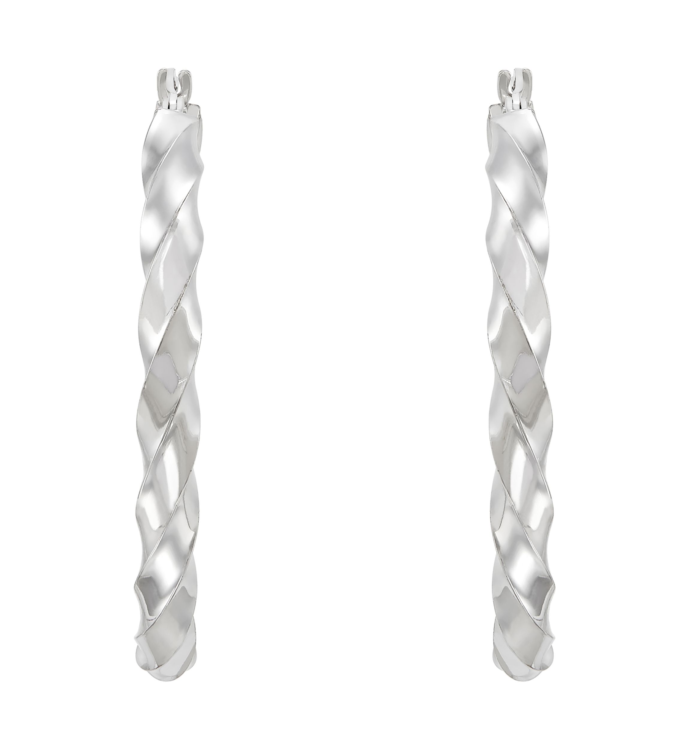 Twist Tube Hoop Earrings in Sterling Silver
