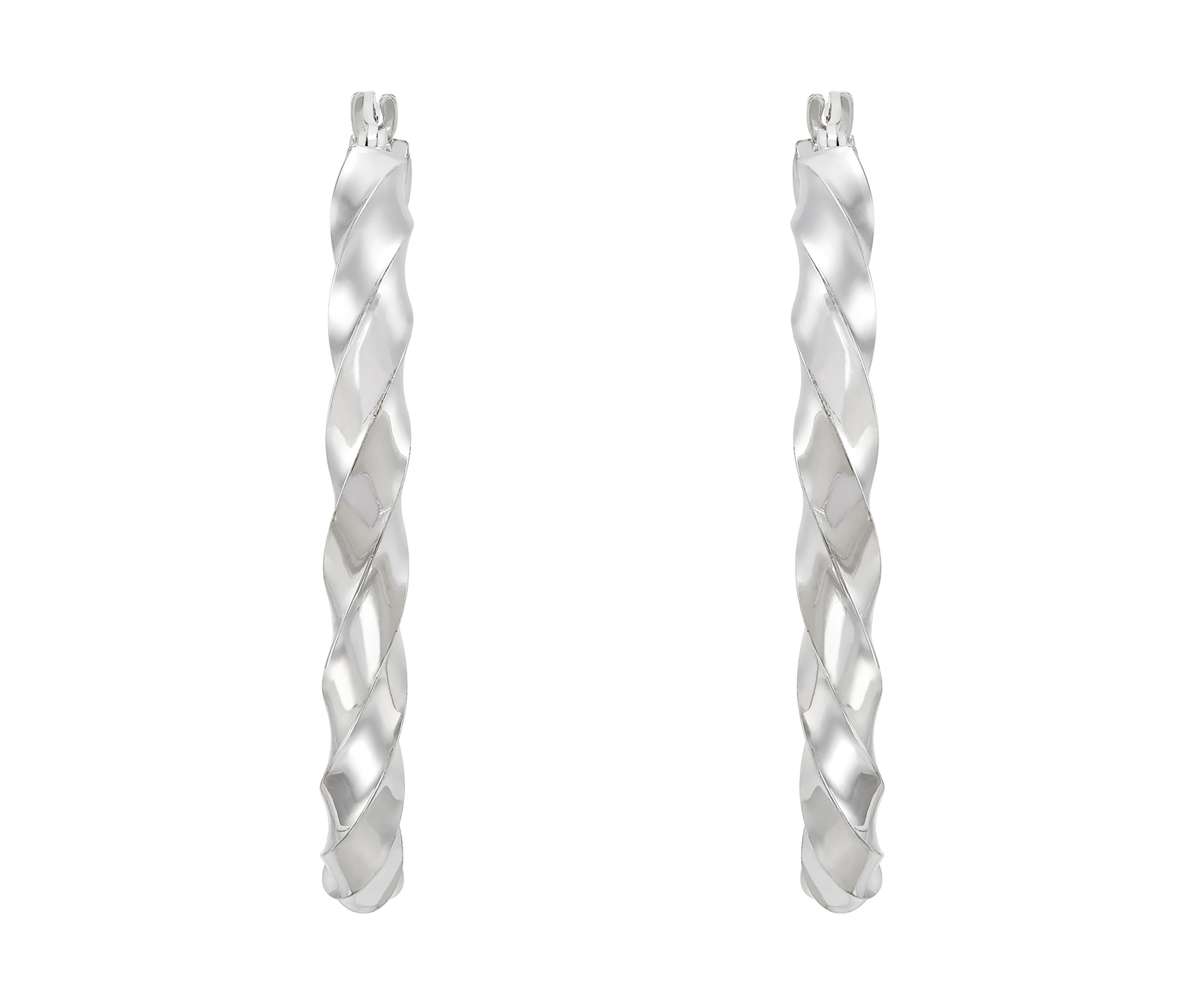 Twist Tube Hoop Earrings in Sterling Silver
