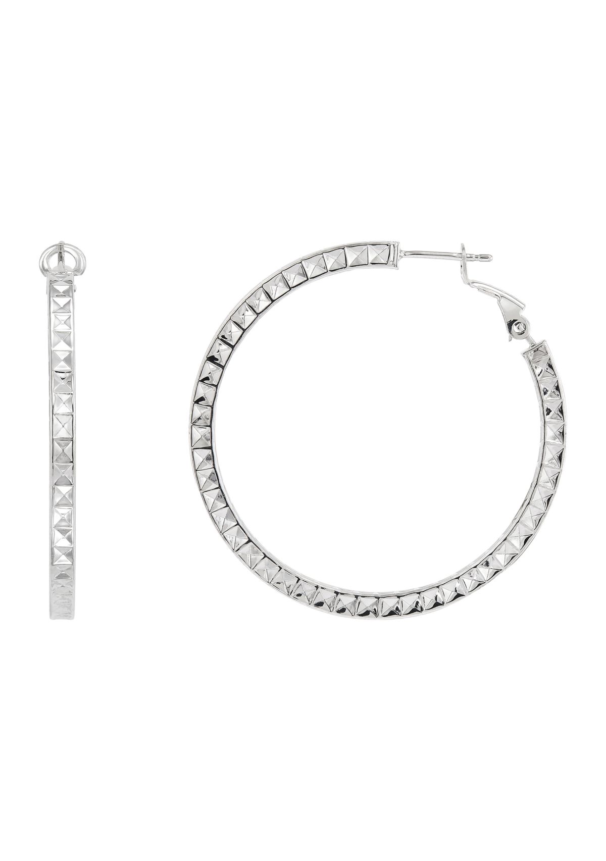 35 Millimeter Hollow Round Hoop Earrings in Sterling Silver 
