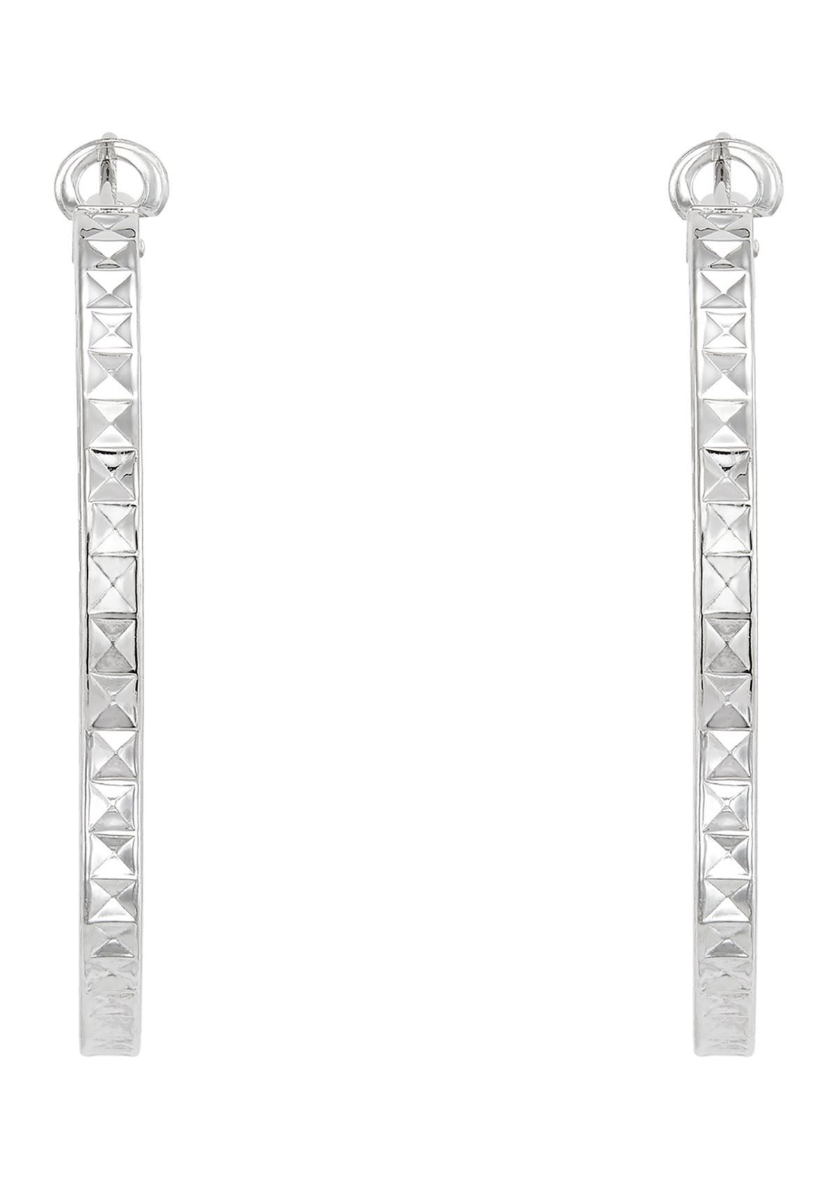 35 Millimeter Hollow Round Hoop Earrings in Sterling Silver 