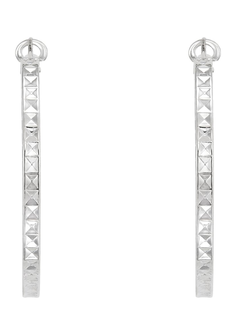 35 Millimeter Hollow Round Hoop Earrings in Sterling Silver 