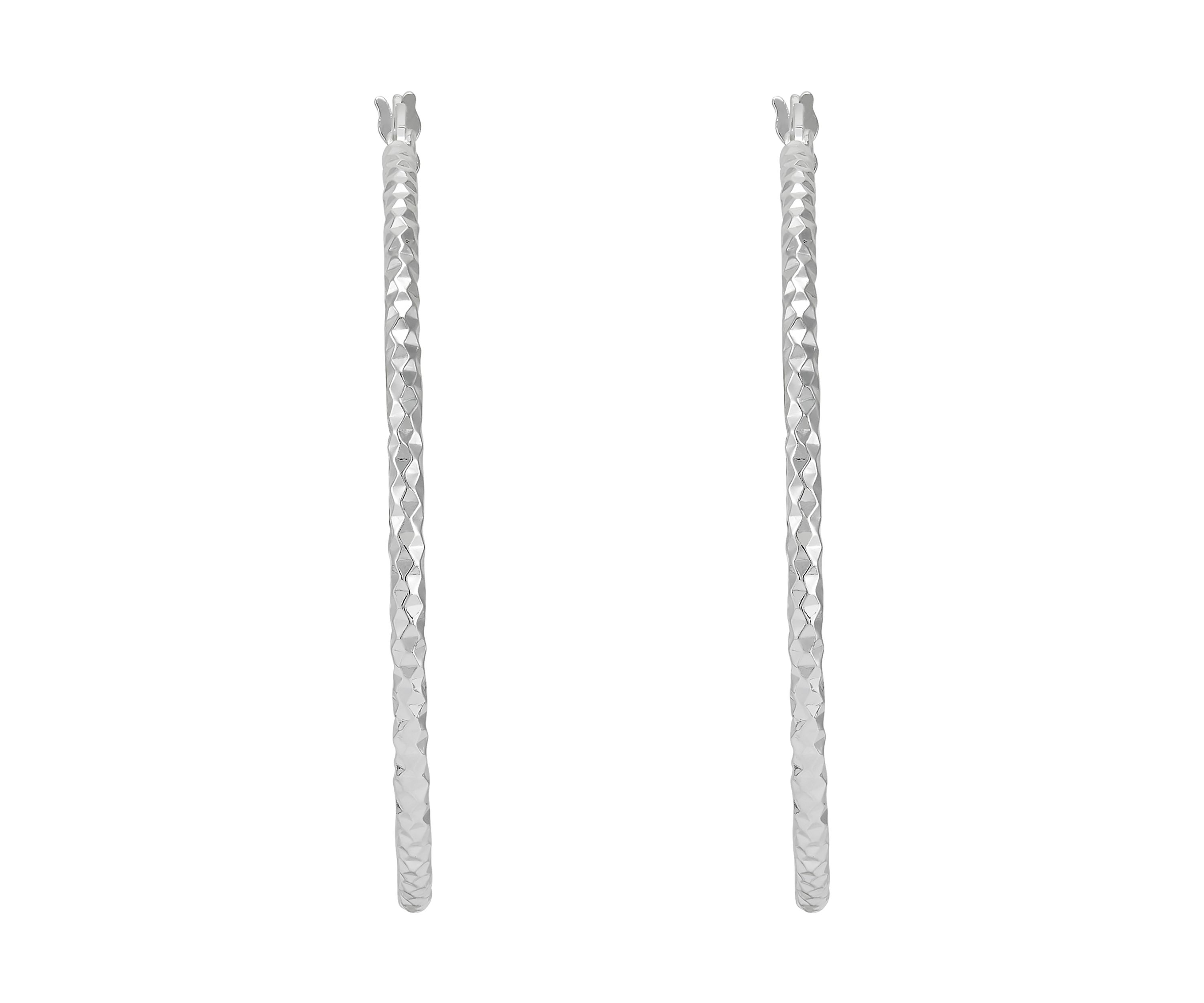 40 Millimeter Round Tube Hoop Earrings in Sterling Silver