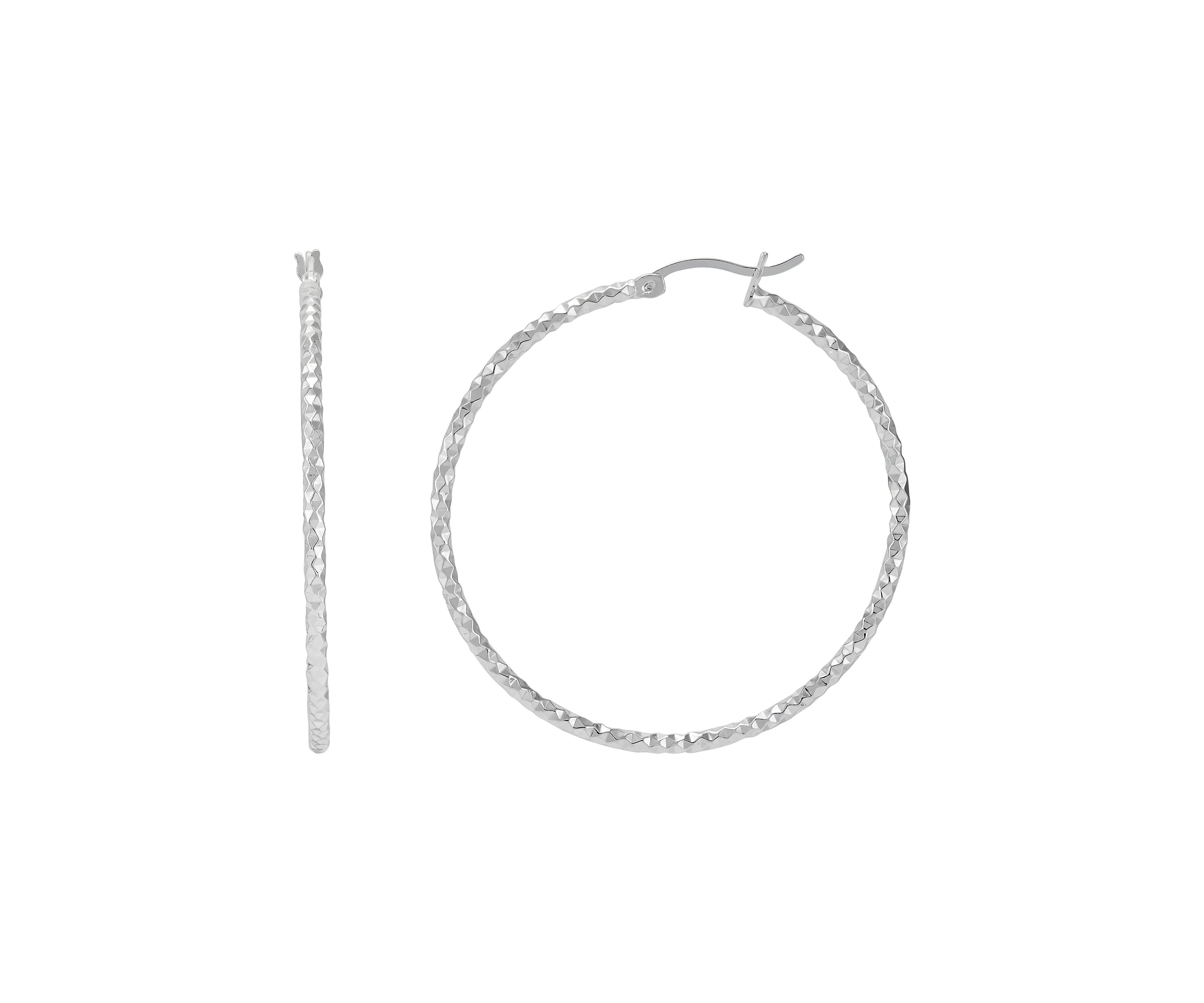 40 Millimeter Round Tube Hoop Earrings in Sterling Silver