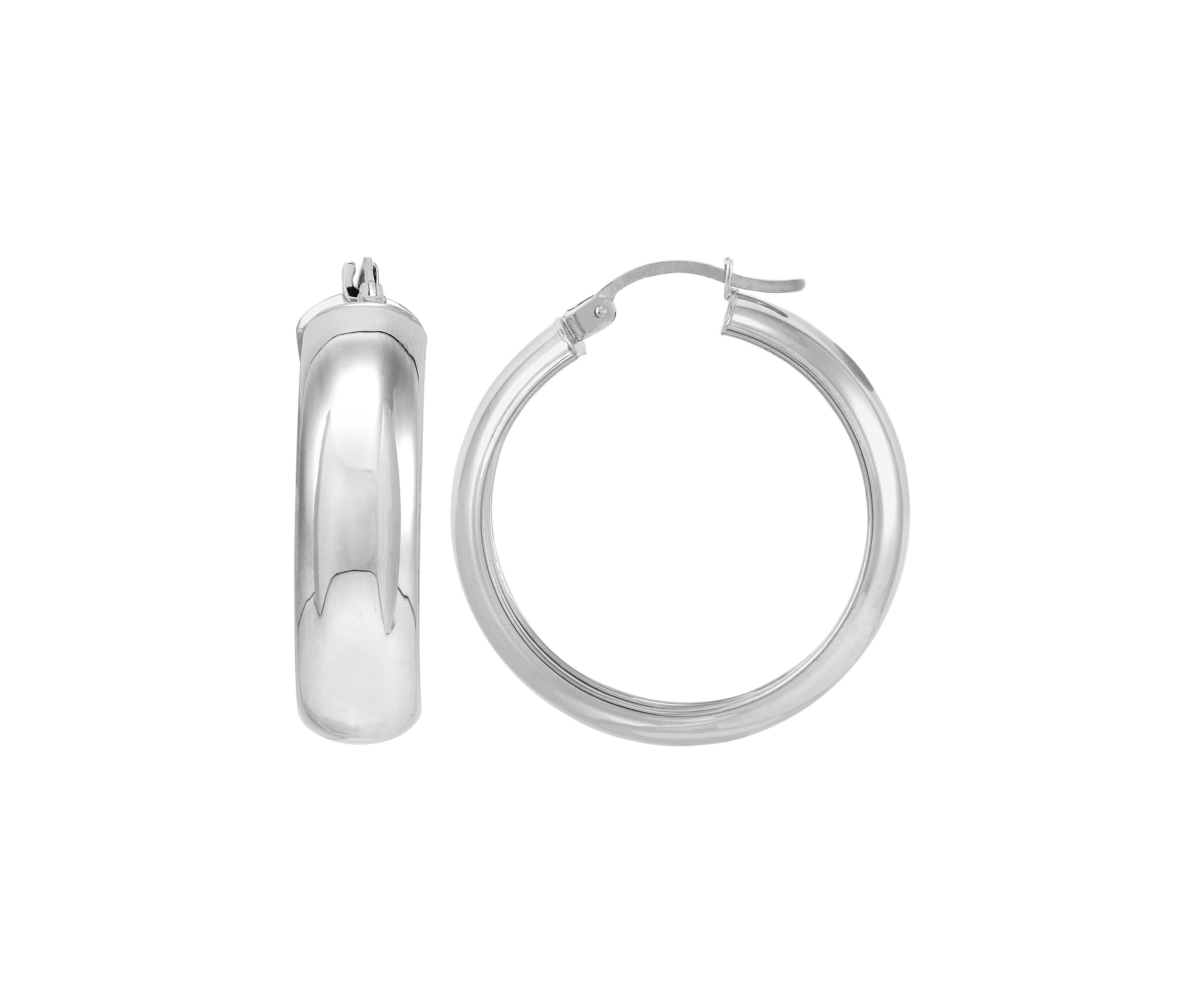 8 Millimeter x 30 Millimeter Flex Hoop Earrings in Sterling Silver