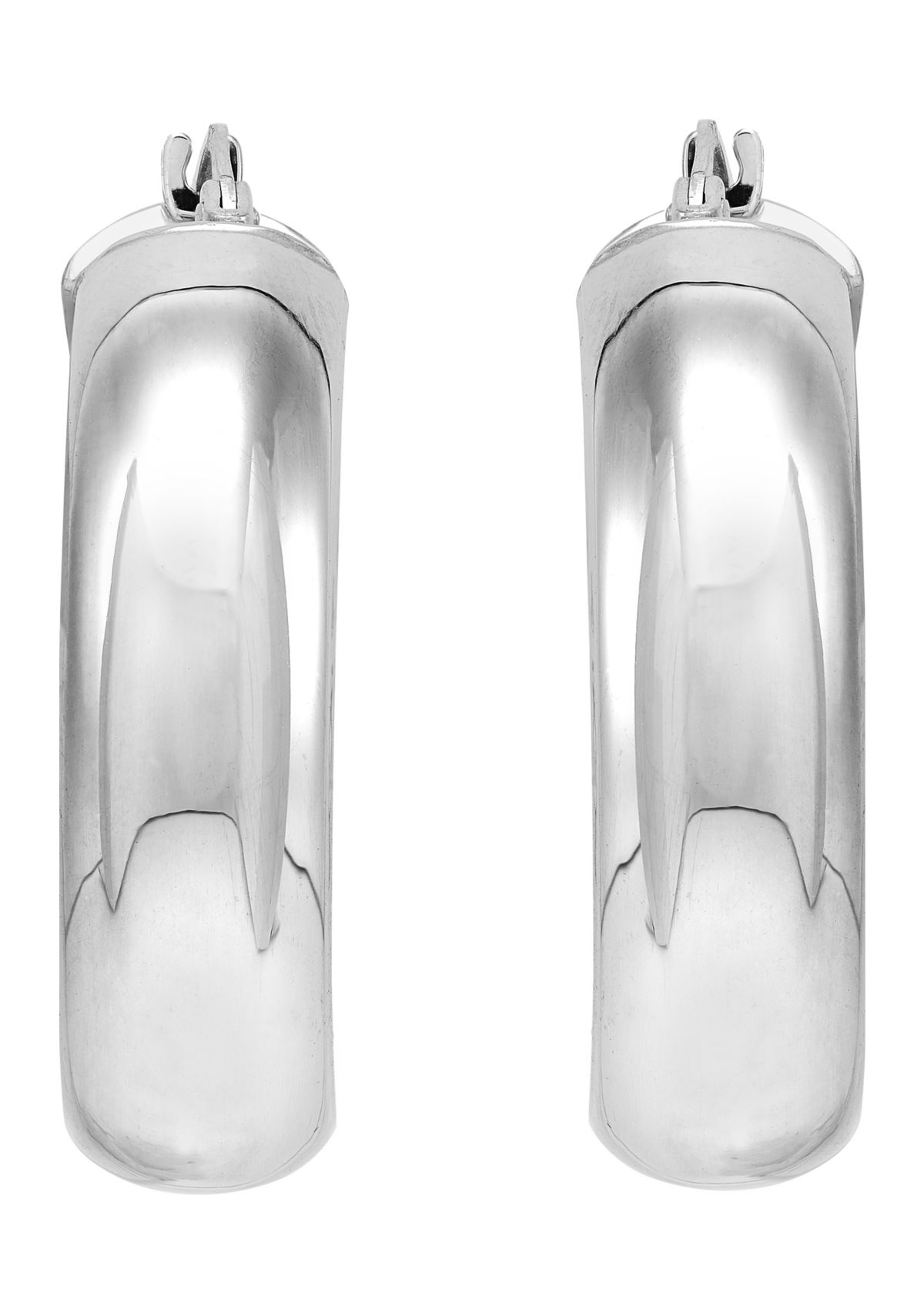 8 Millimeter x 30 Millimeter Flex Hoop Earrings in Sterling Silver