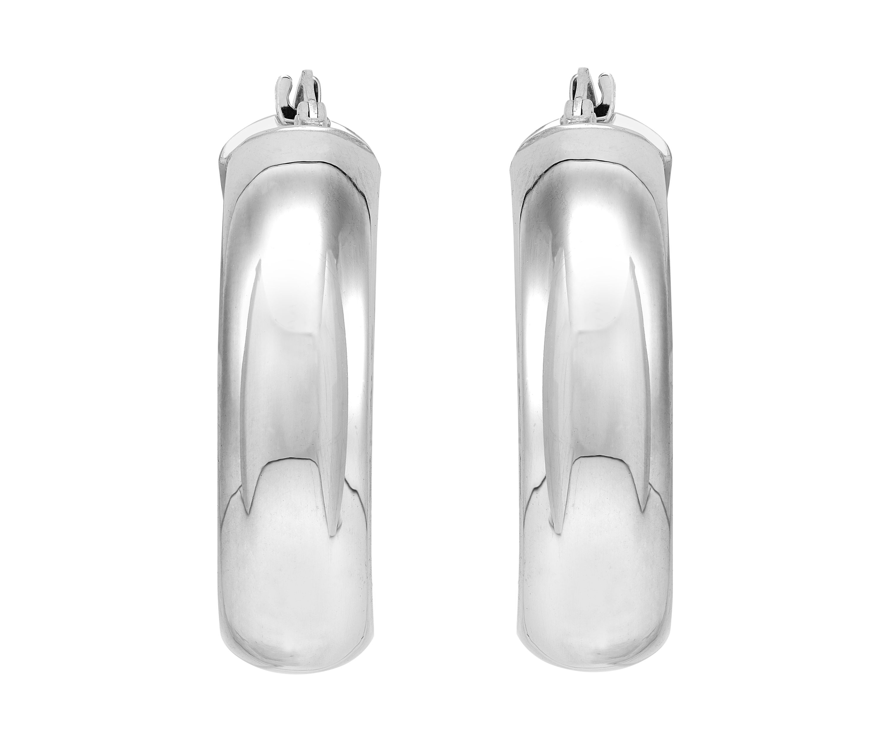 8 Millimeter x 30 Millimeter Flex Hoop Earrings in Sterling Silver
