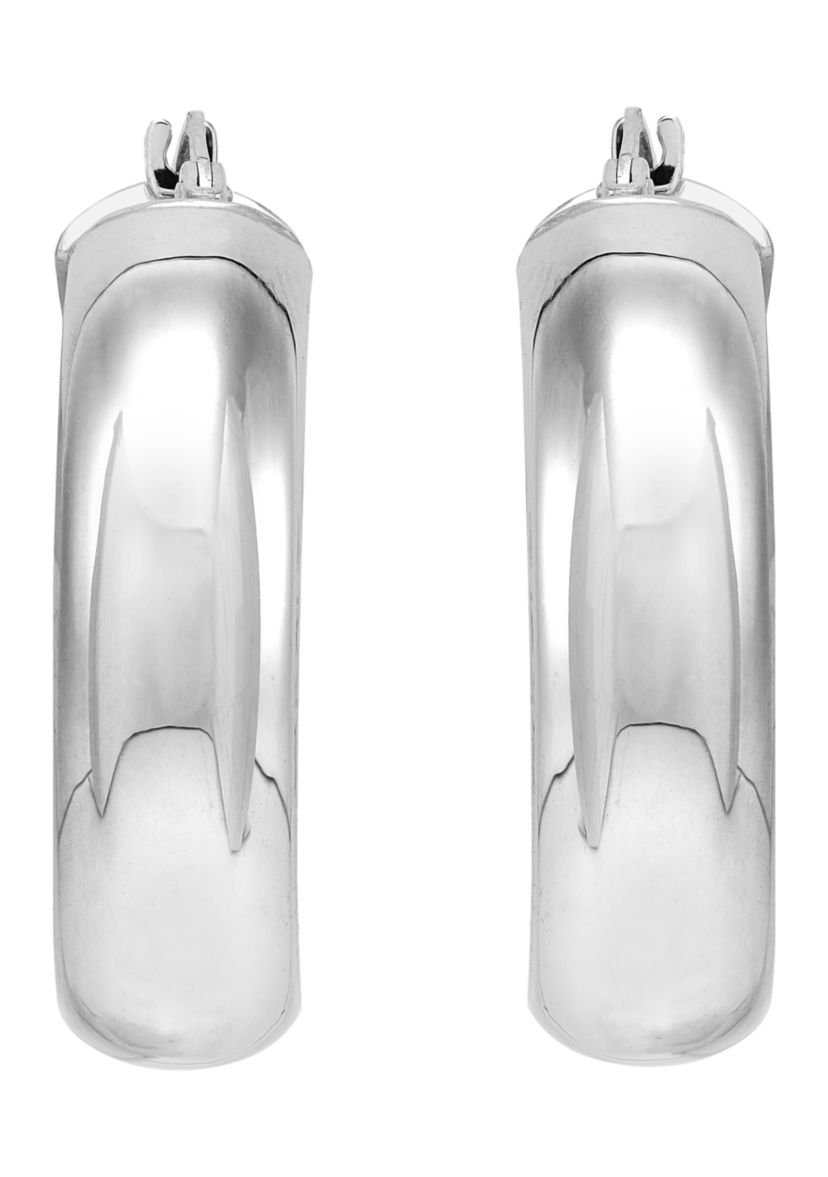 8 Millimeter x 30 Millimeter Flex Hoop Earrings in Sterling Silver