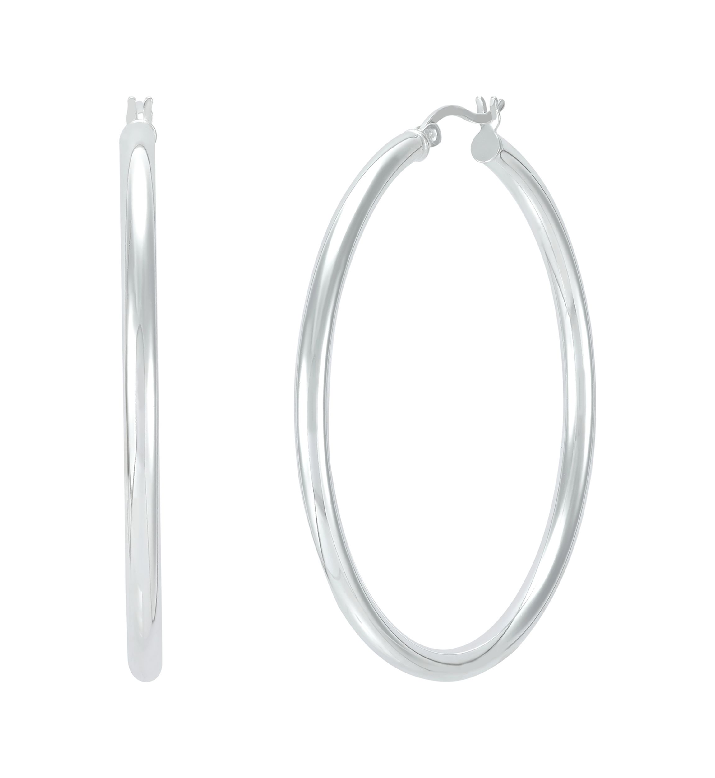 Tube Hoop Earrings in Sterling Silver