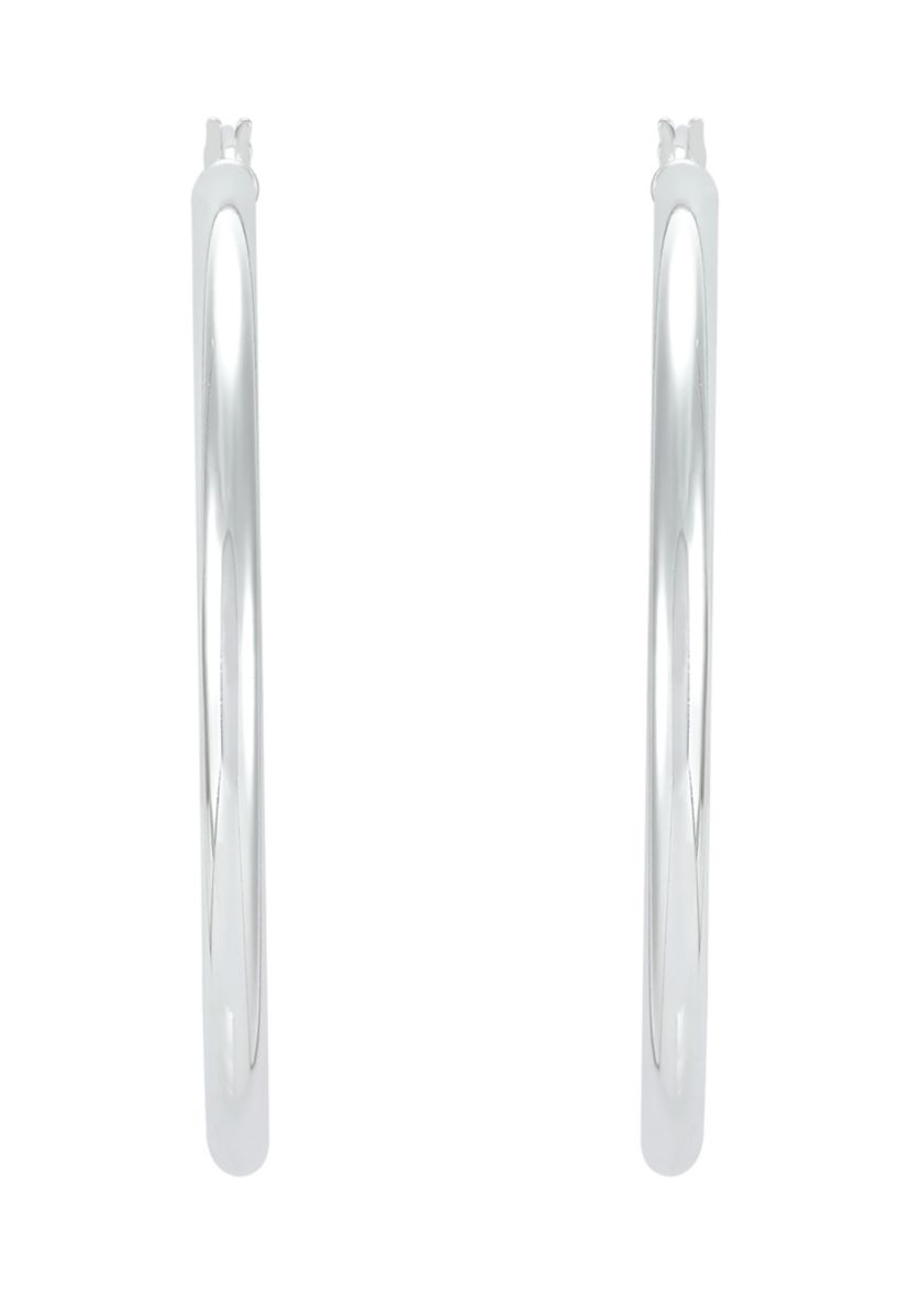 Tube Hoop Earrings in Sterling Silver