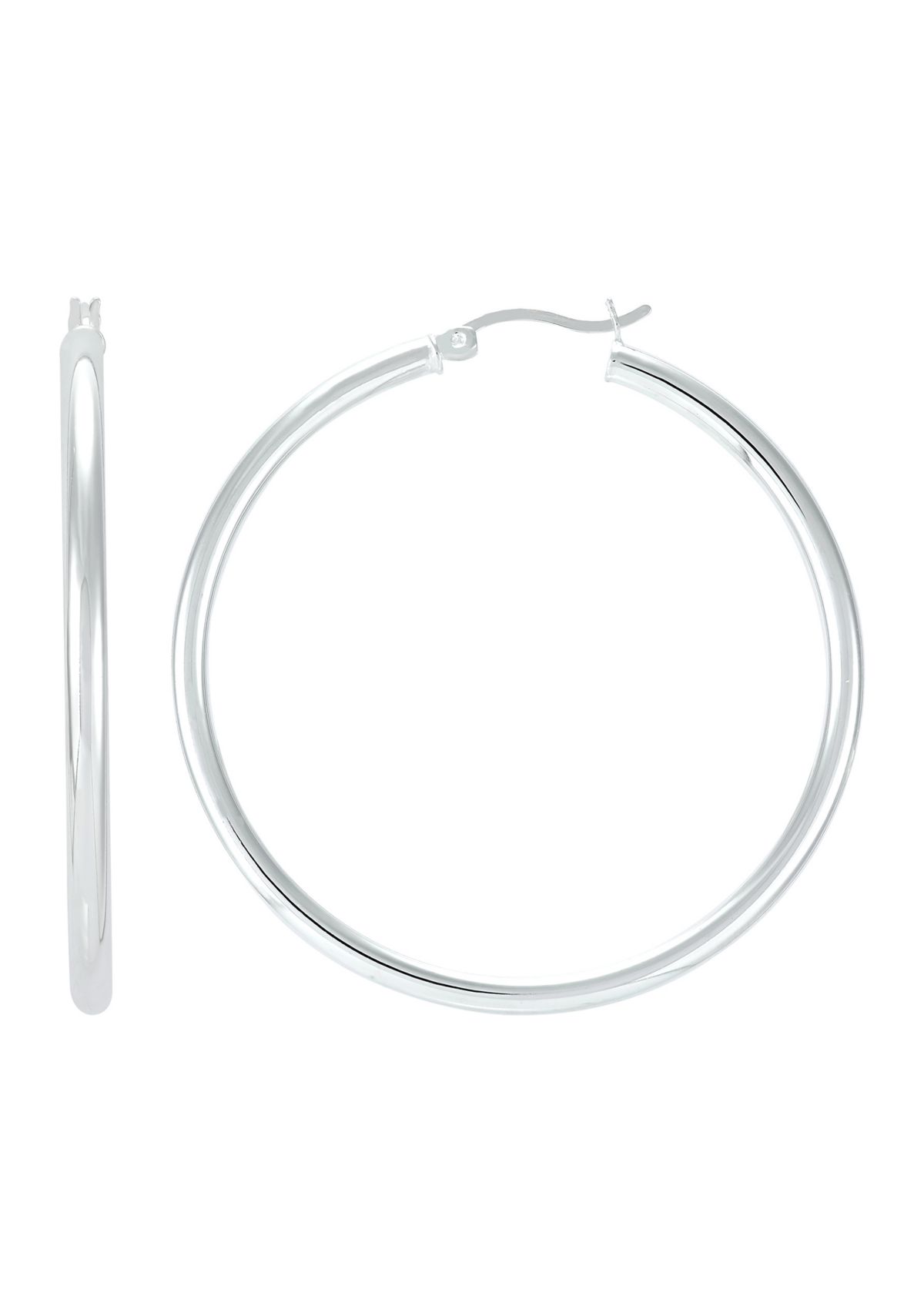 Tube Hoop Earrings in Sterling Silver