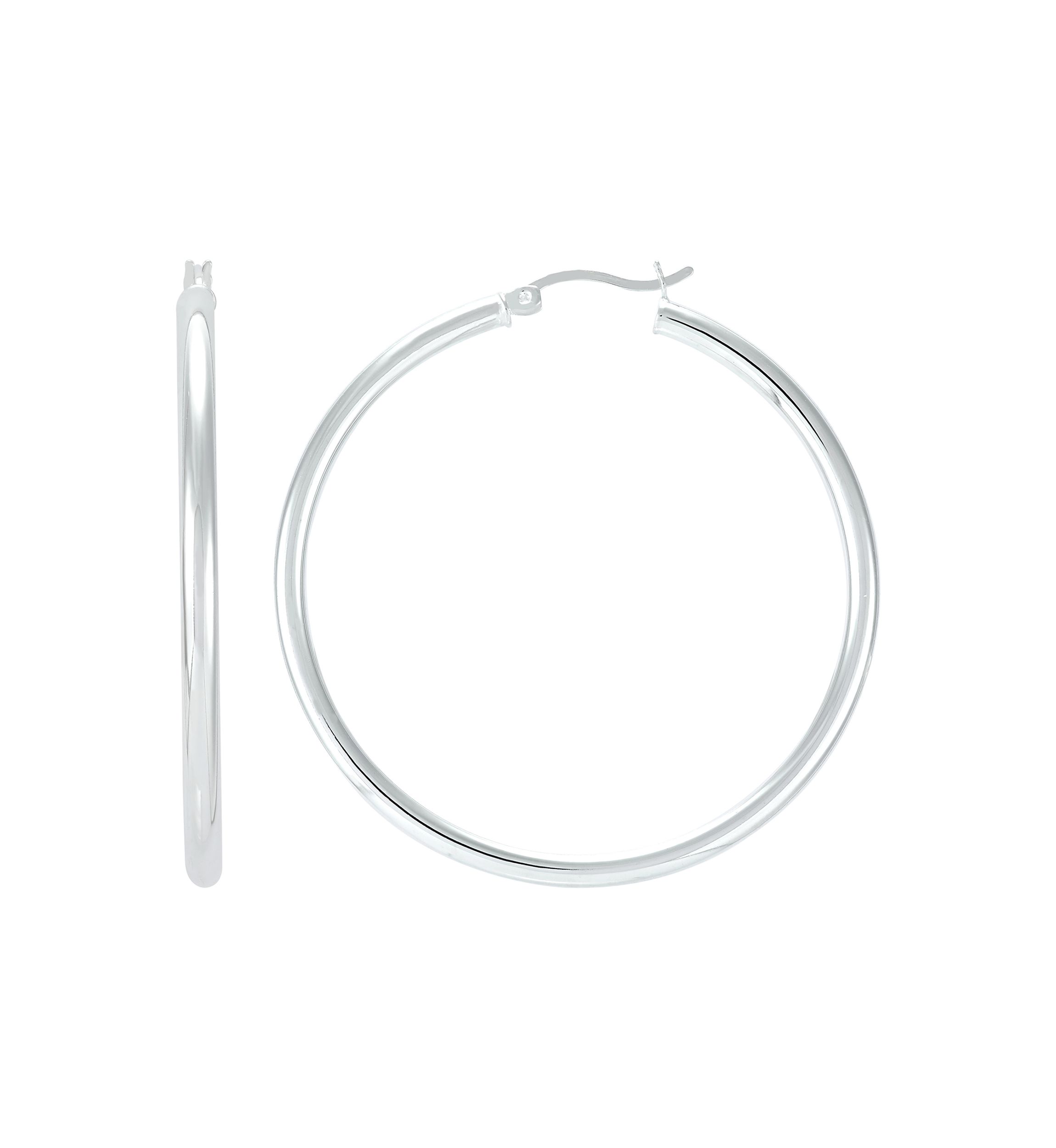 Tube Hoop Earrings in Sterling Silver
