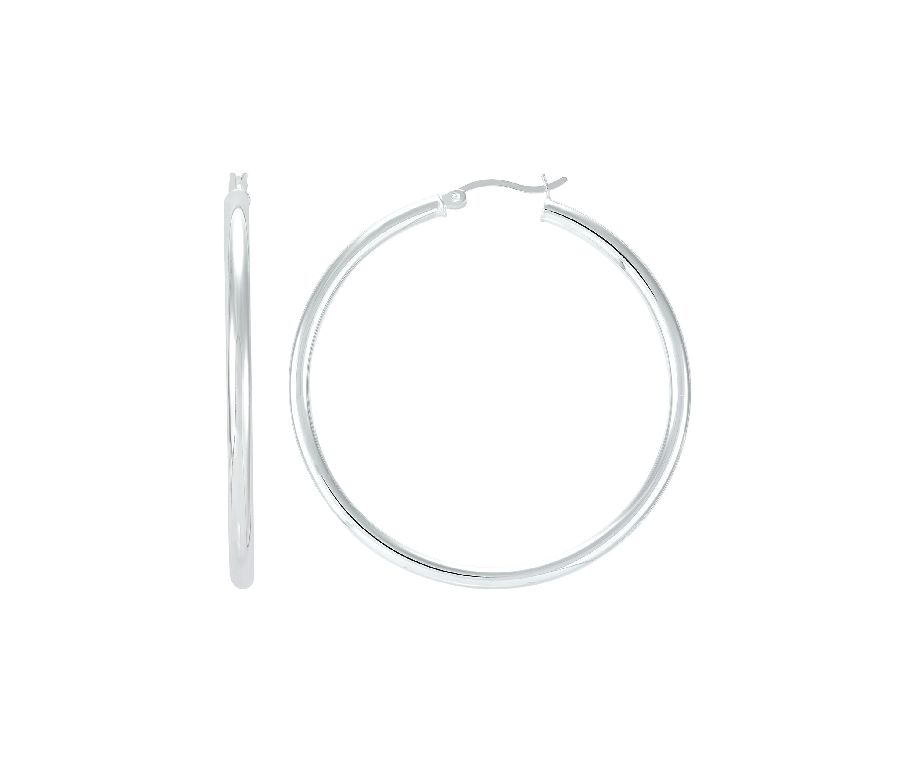 Tube Hoop Earrings in Sterling Silver
