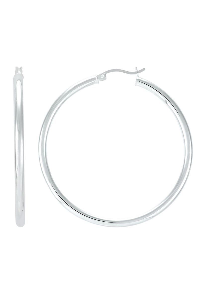 Tube Hoop Earrings in Sterling Silver