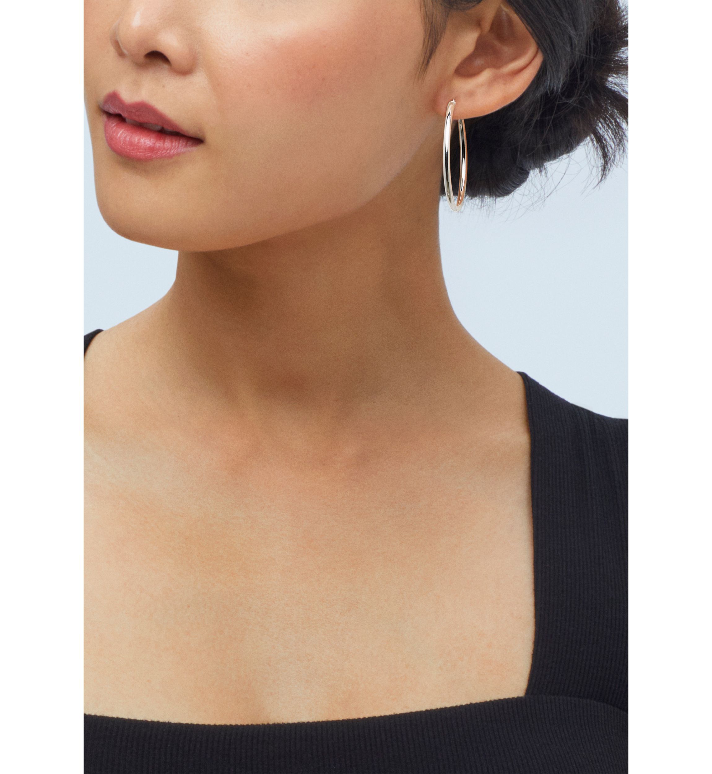 Tube Hoop Earrings in Sterling Silver