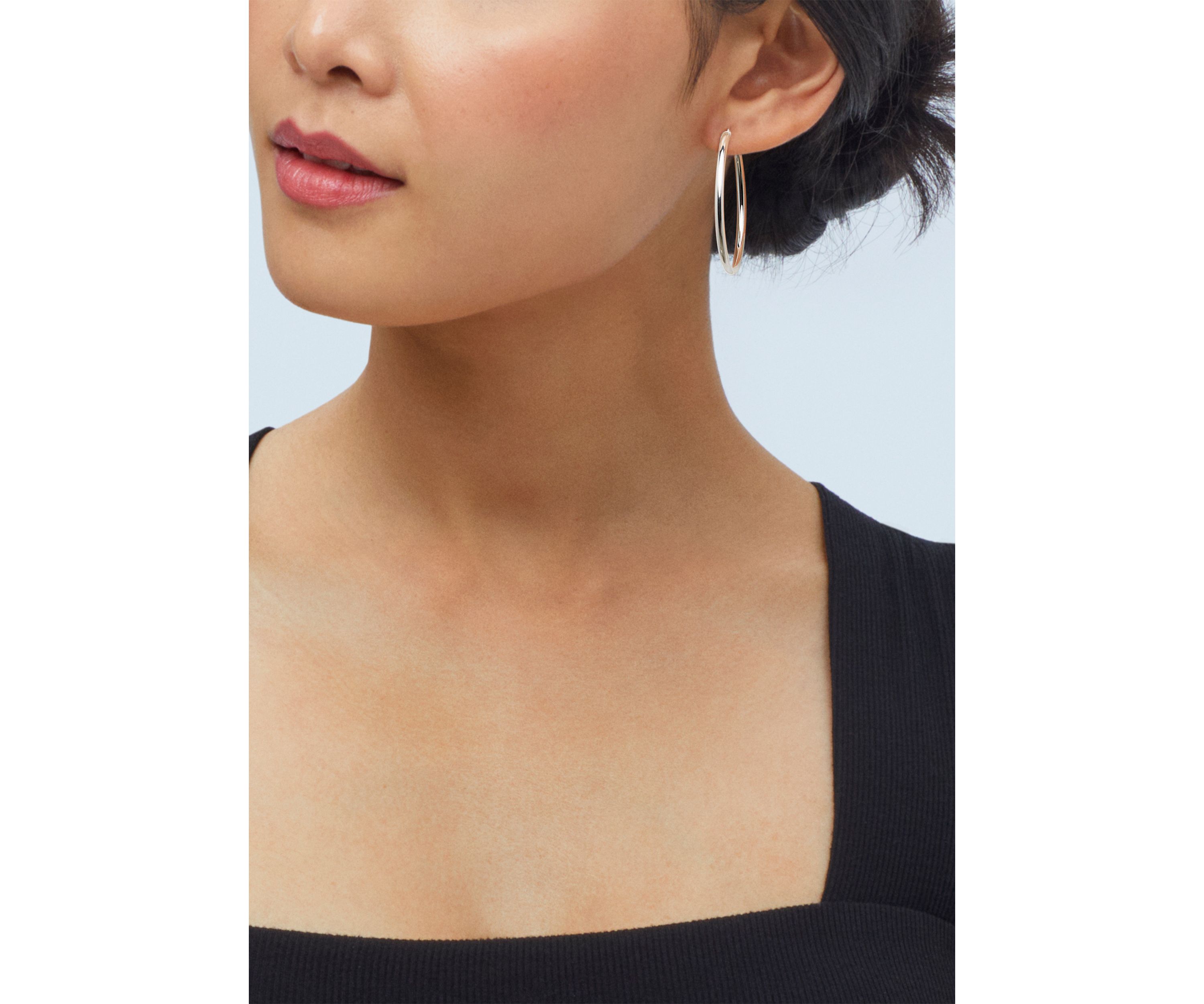 Tube Hoop Earrings in Sterling Silver