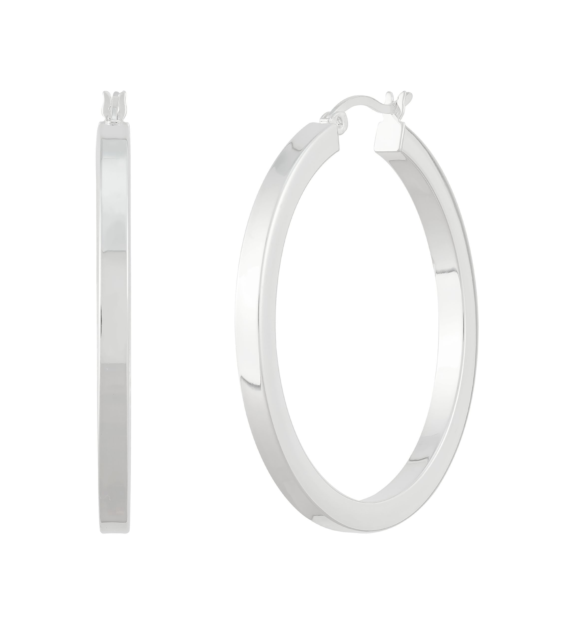 Square Tube Hoop Earrings in Sterling Silver