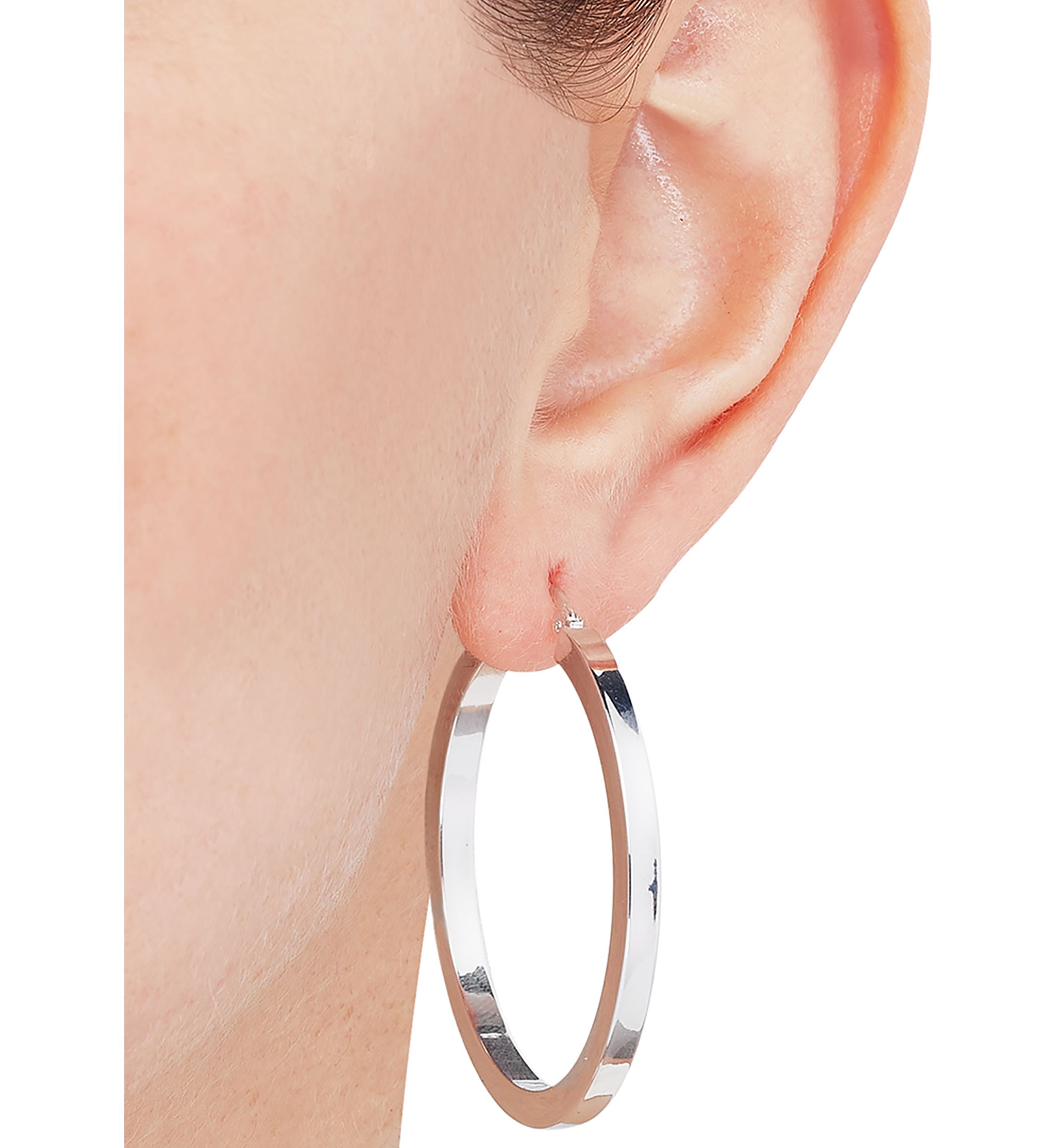 Square Tube Hoop Earrings in Sterling Silver