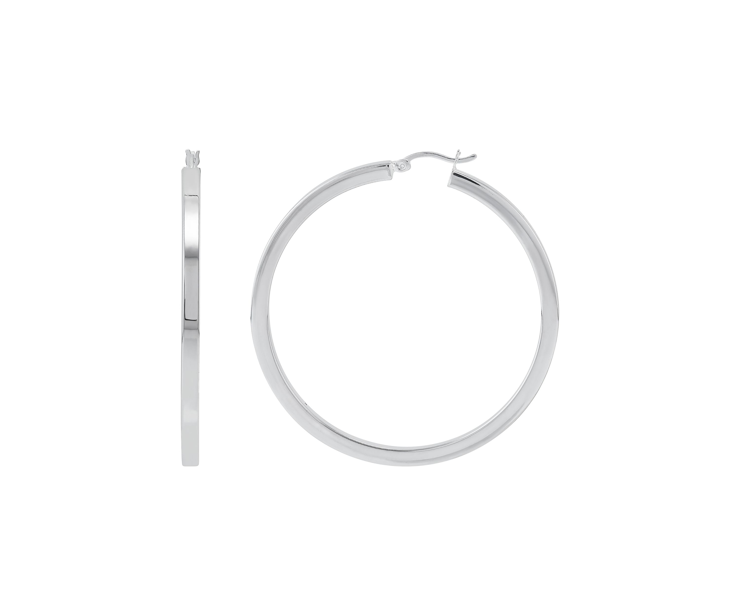 Square Tube Hoop Earrings in Sterling Silver
