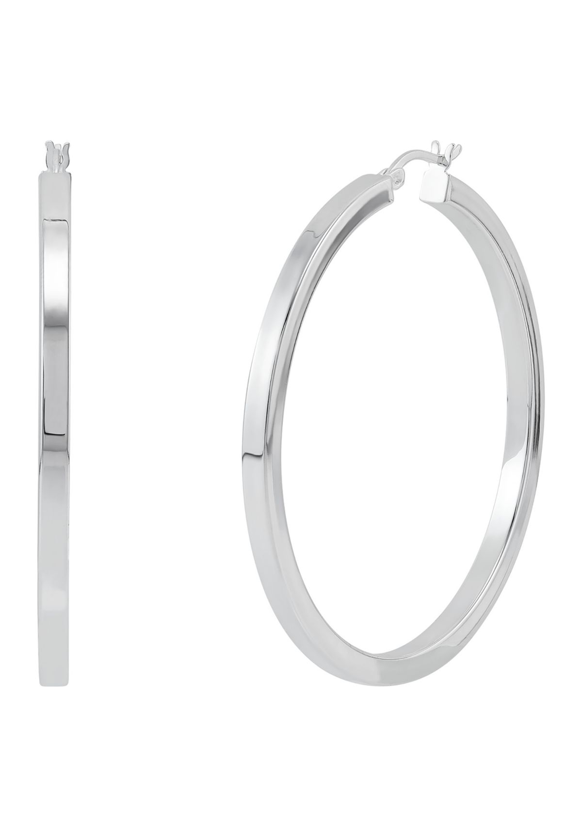 Square Tube Hoop Earrings in Sterling Silver
