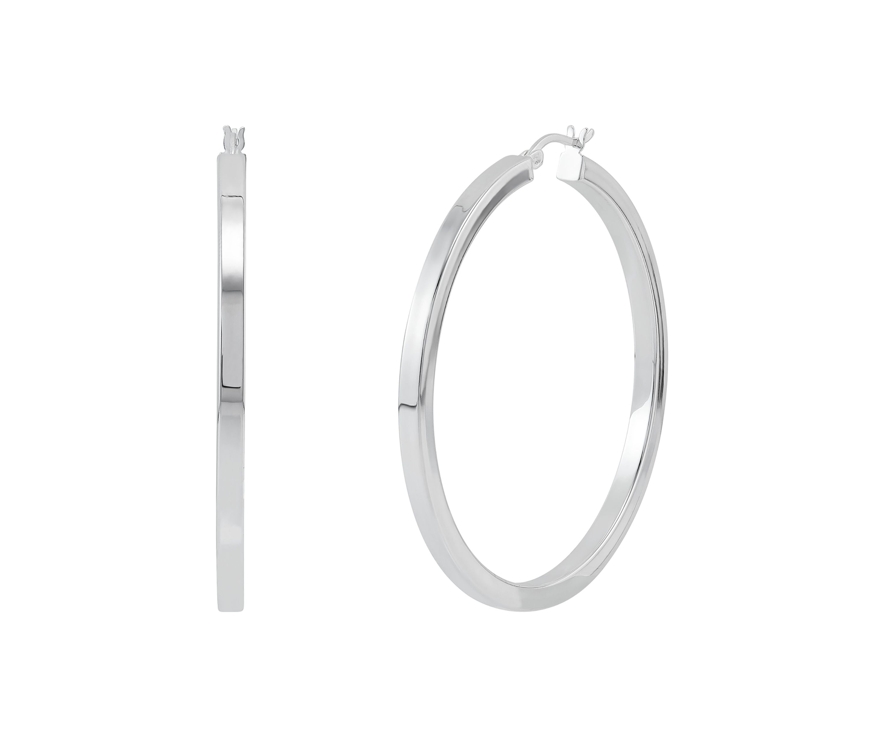 Square Tube Hoop Earrings in Sterling Silver