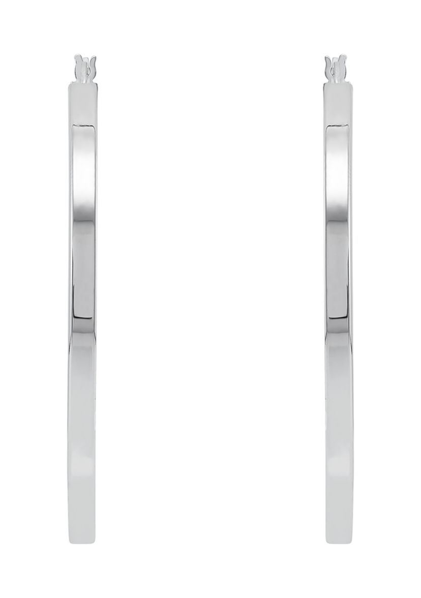Square Tube Hoop Earrings in Sterling Silver